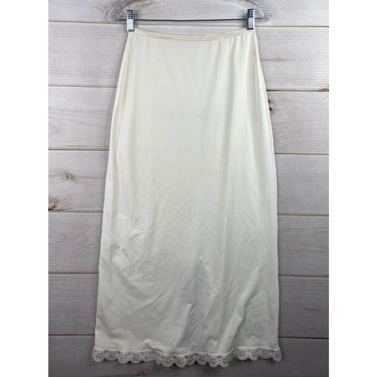 Vintage VINTAGE Lorraine Slip Shirt Ivory S Feminine Cottage Embroidered Lace Trim Long Size ONE SIZE - 5 Thumbnail