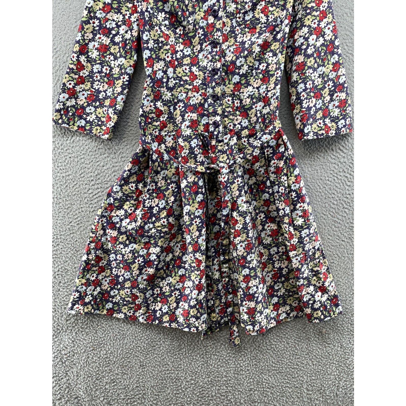 Lands' End Lands' End Floral Cotton Button Up 3/4 Sleeve Dress Women's Size 2 Multicolor Knit Dress Long Sleeves T-Shirt Dress Flowers Womens Size XS / US 0-2 / IT 36-38 - 2 Thumbnail