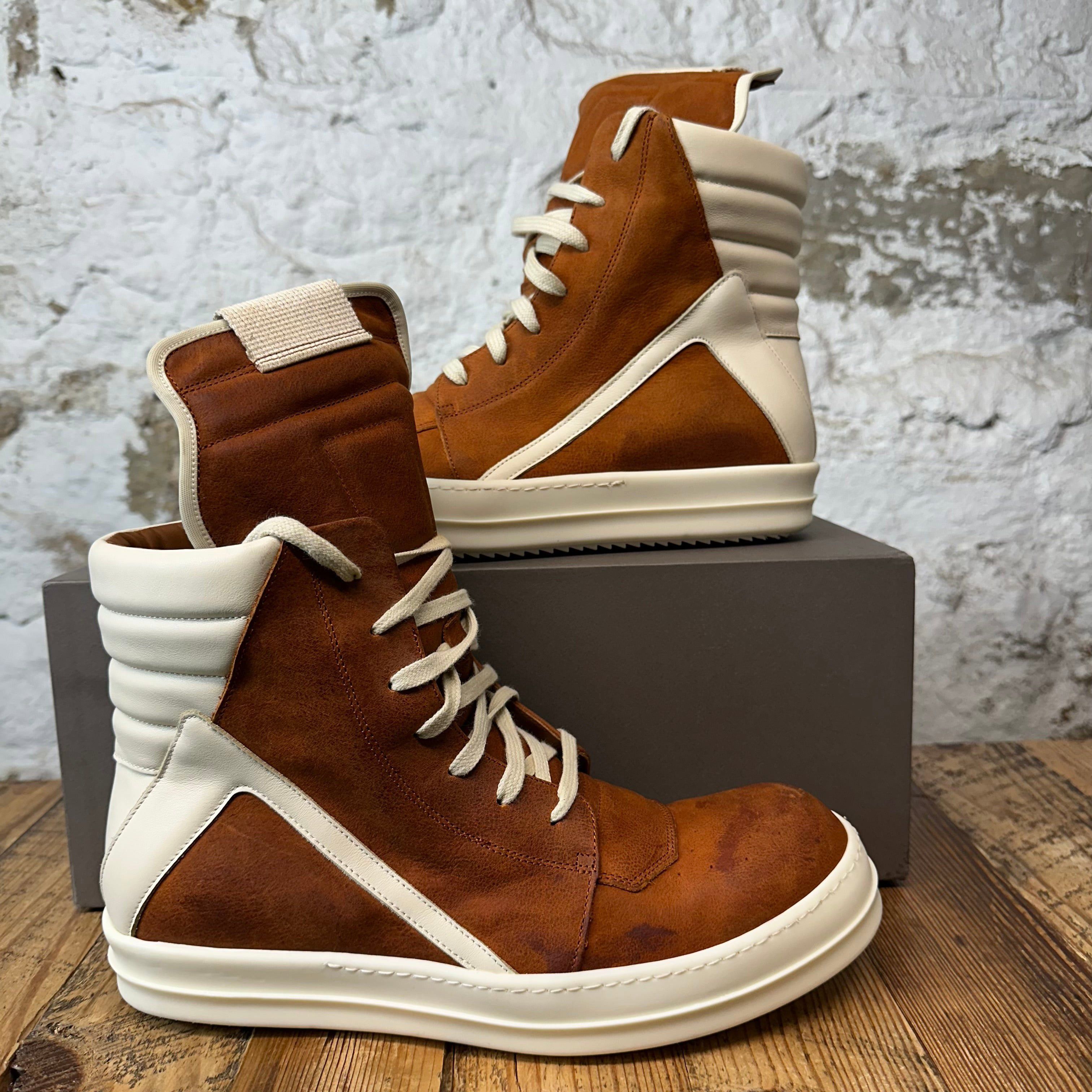 Rick Owens Rick Owens SS21 Red and Milk Geobasket Sneakers | Grailed