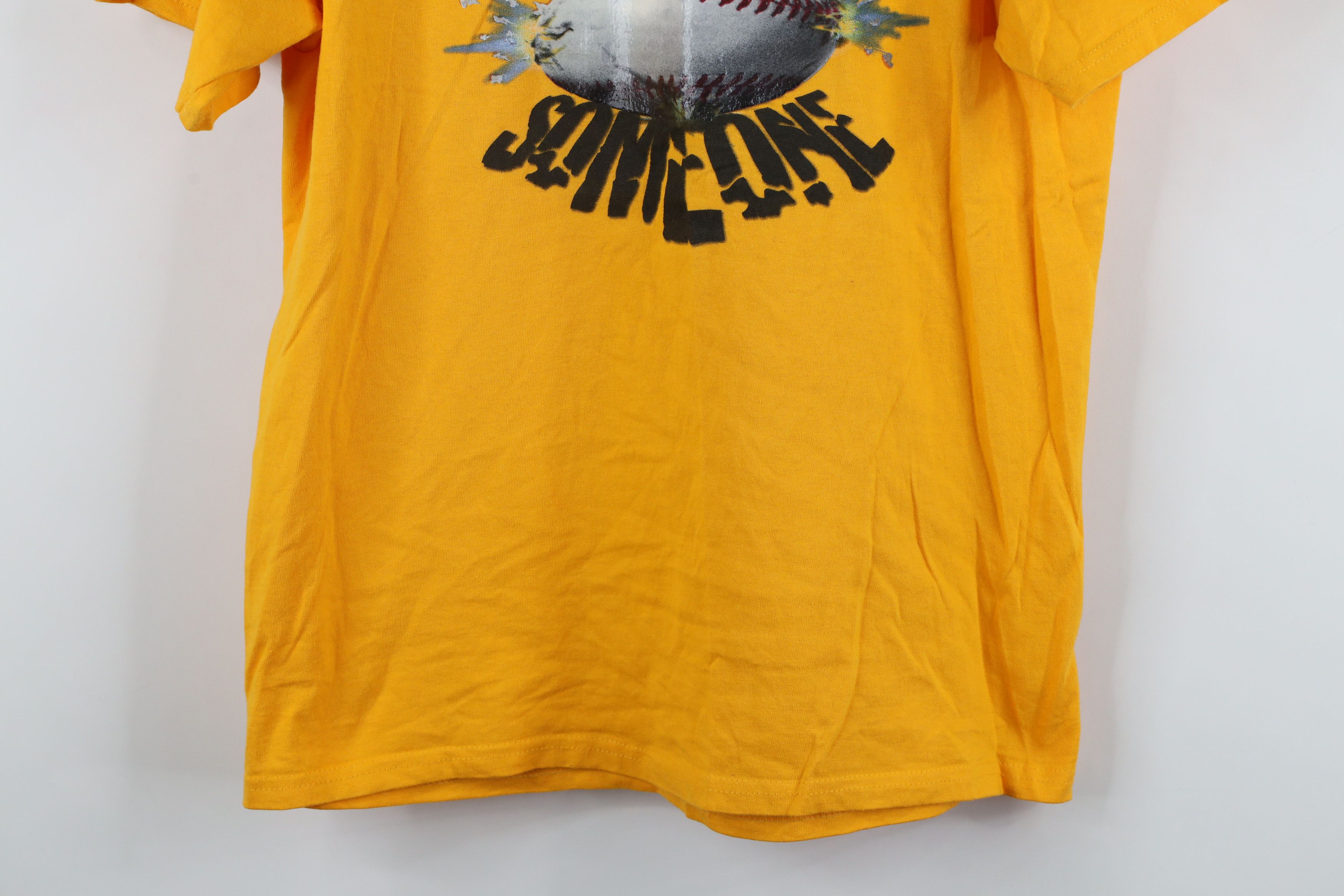 Vintage Vintage 90s Out And Crush Someone Baseball T-Shirt Yellow Size US S / EU 44-46 / 1 - 3 Thumbnail