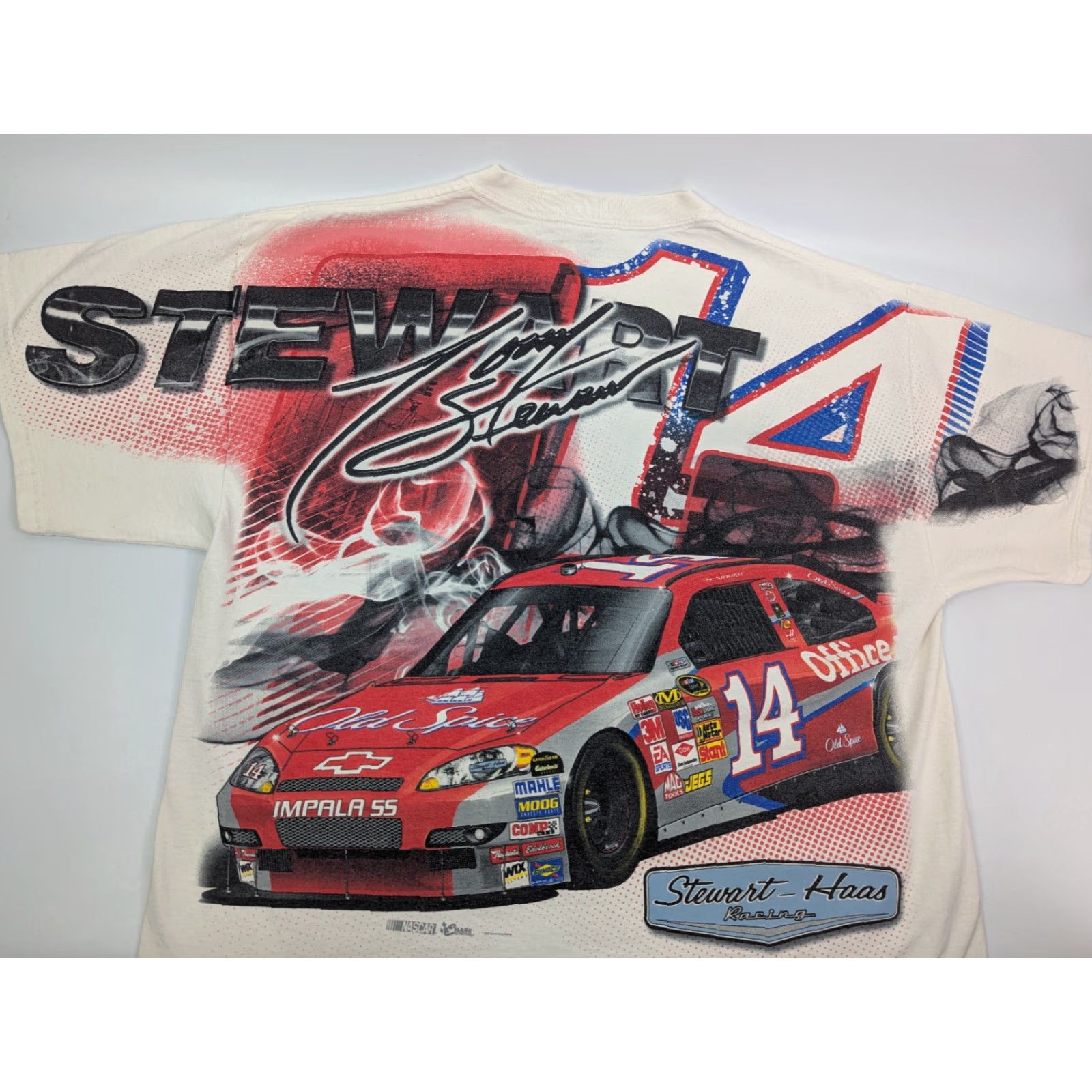 Chase Authentics Tony Stewart #14 Nascar Stewart Haas Racing T-Shirt XL AOP Double Sided Mens White 90s Vintage Best Sellers Size US XL / EU 56 / 4 - 3 Thumbnail