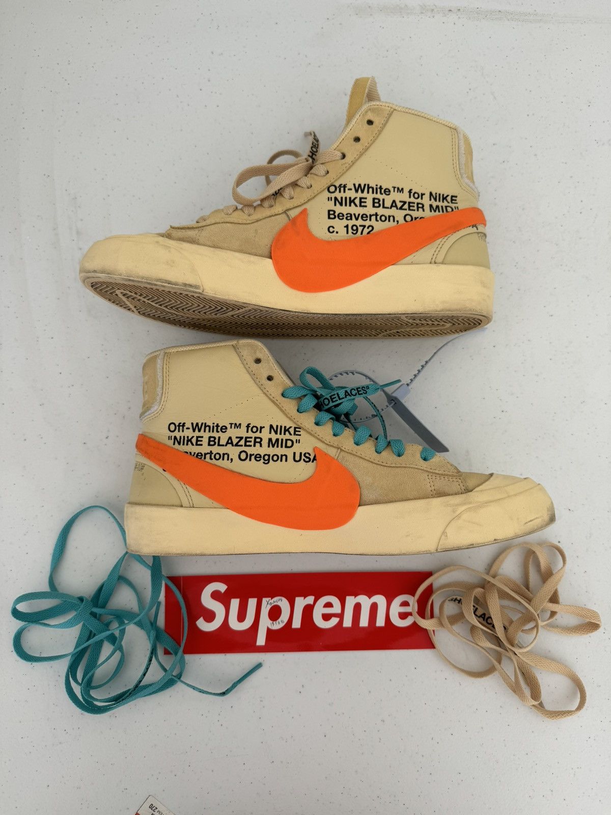 Nike × Off-White Nike Blazer Mid Off-White Canvas Size US 9 / EU 42 - 8 Thumbnail