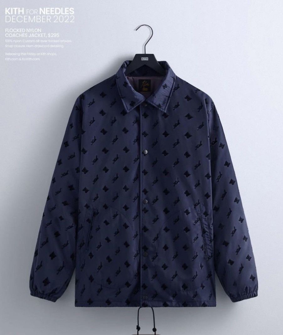 Kith × Needles KITH x NEEDLES Flocked Nylon Coaches Jacket Size US L / EU 52-54 / 3 - 1 Thumbnail