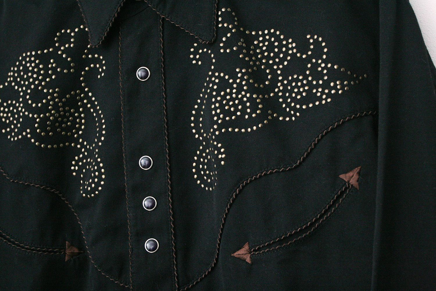 Cowboy Equipment vntg Stars Stripes Cowboy Western Black Studded Cross Shirt Size US M / EU 48-50 / 2 - 4 Thumbnail