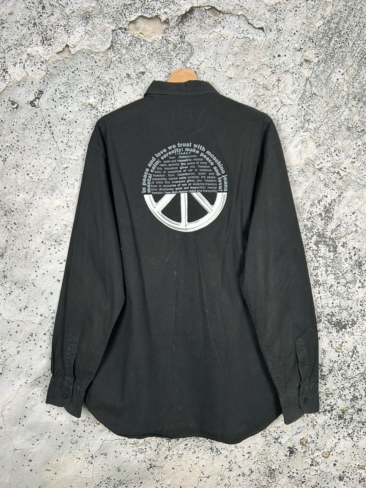 Designer Vintage Moschino Jeans 90s Peace Shirt Avant Garde Designer Size US XXL / EU 58 / 5 - 1 Thumbnail