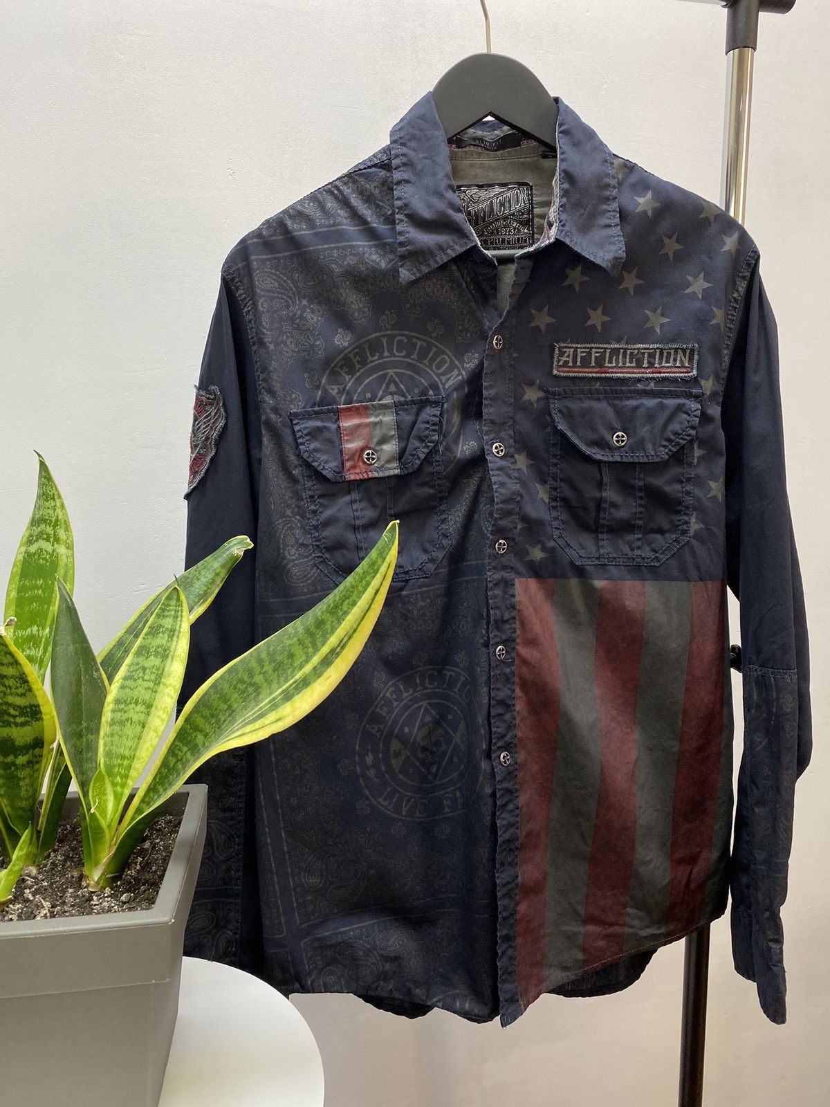 Other Crazy Y2K Affliction Cyber Grunge Button Up Shirt Size US L / EU 52-54 / 3 - 3 Thumbnail