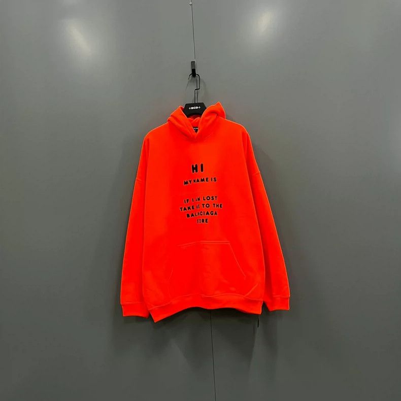 Balenciaga Balenciaga Bright Orange Letter Printed Hoodie Size US M / EU 48-50 / 2 - 1 Thumbnail