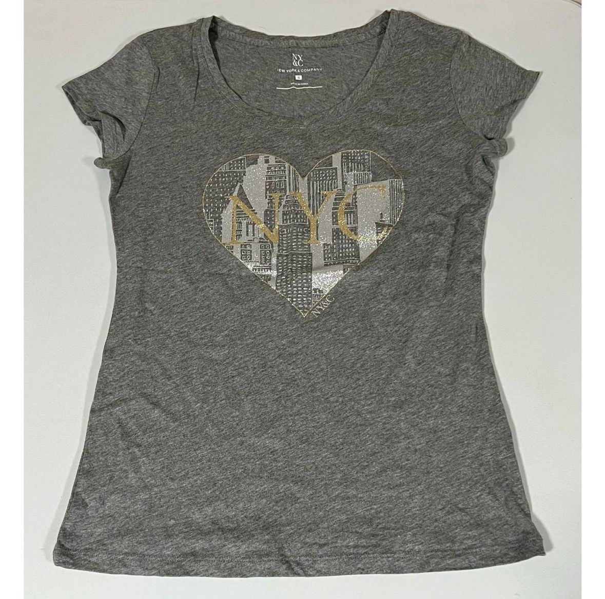 I Love NY NY & Co. ‘NYC’ Heart City Skyline T-Shirt Top Tee Size S 🩶 Size S / US 4 / IT 40 - 2 Thumbnail