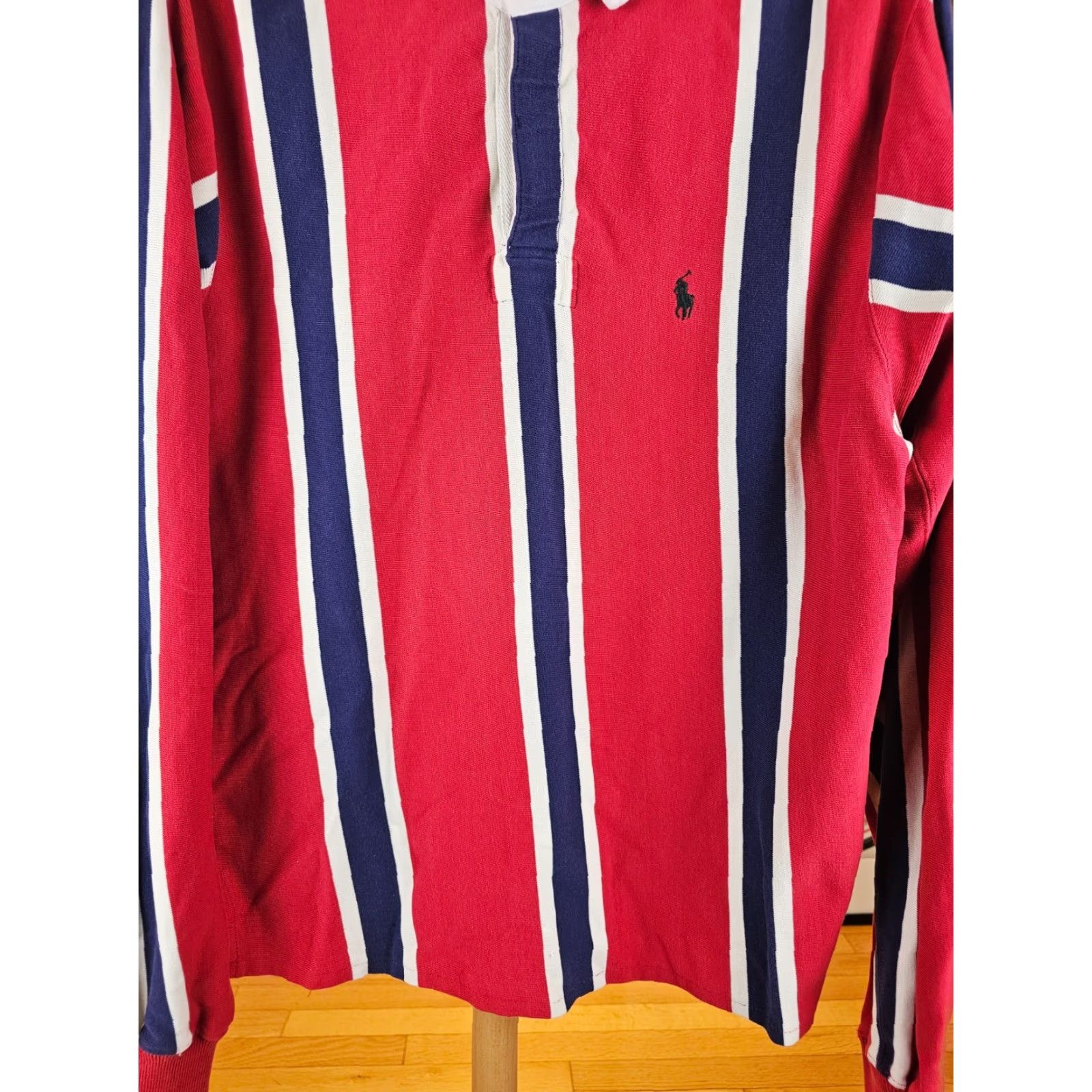 Polo Ralph Lauren VINTAGE Polo Ralph Lauren STRIP RUGBY SHIRT L 30 INCH TOP TO BOTTOM 28 INCH RED Mens SZ LARGE MADE IN HONG KONG Size US L / EU 52-54 / 3 - 3 Thumbnail