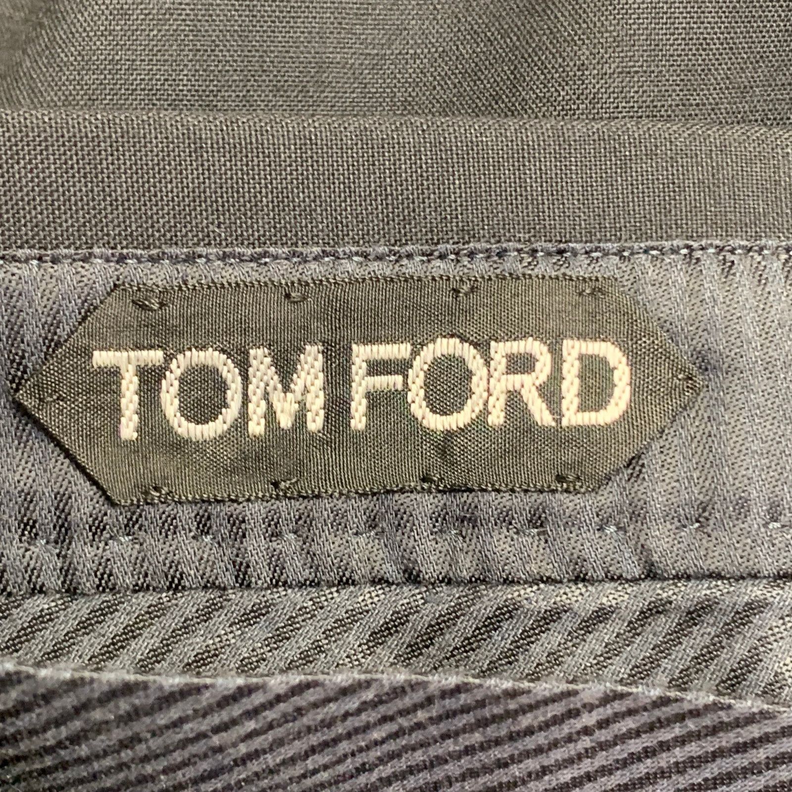Tom Ford TOM FORD Navy Black Wool Tabs Zip Fly Dress Pants Size US 36 / EU 52 - 4 Thumbnail