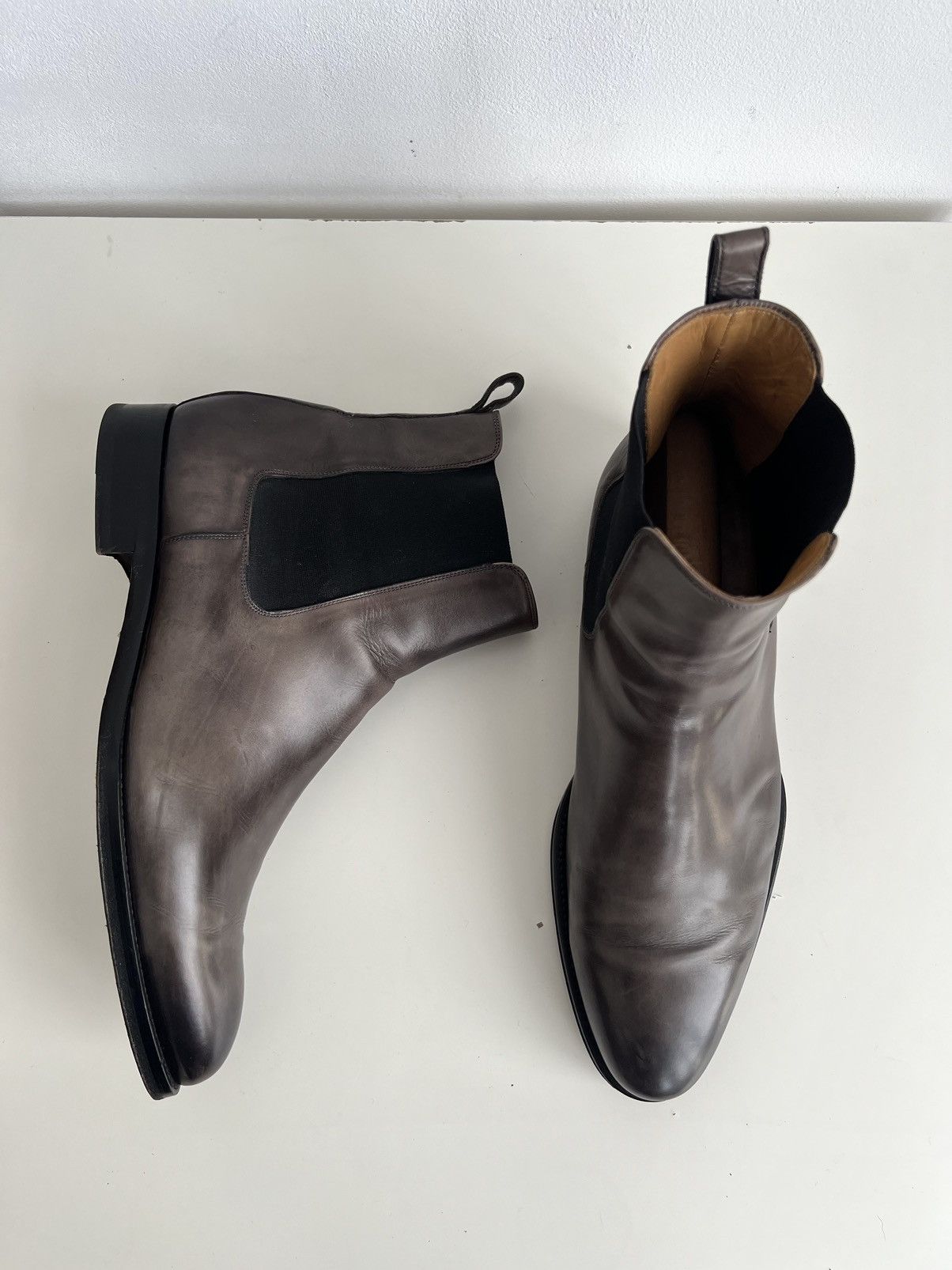 Berluti Luxury Magnanni Lonny Leather Chelsea Boots Grey Size US 11 / EU 44 - 8 Thumbnail
