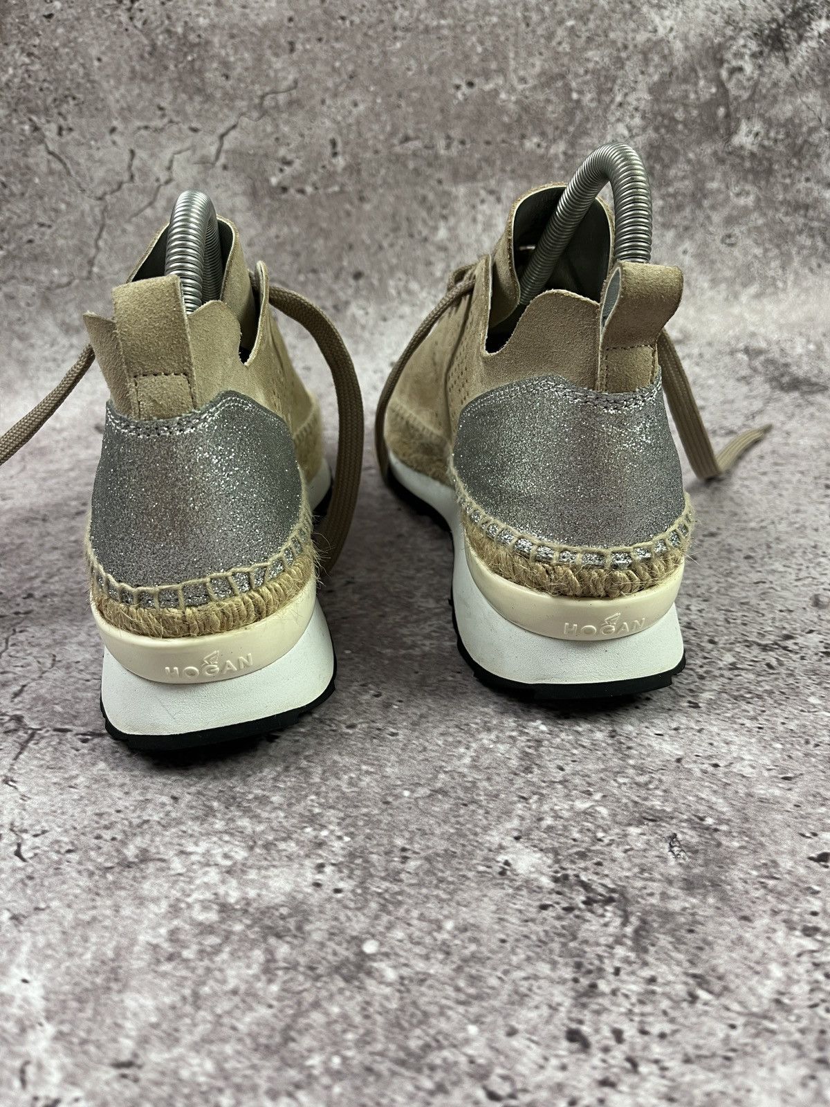 Hogan Hogan Rebel Beige Suede Espadrille Platform Sneakers Luxury Size US 8 / IT 38 - 5 Thumbnail