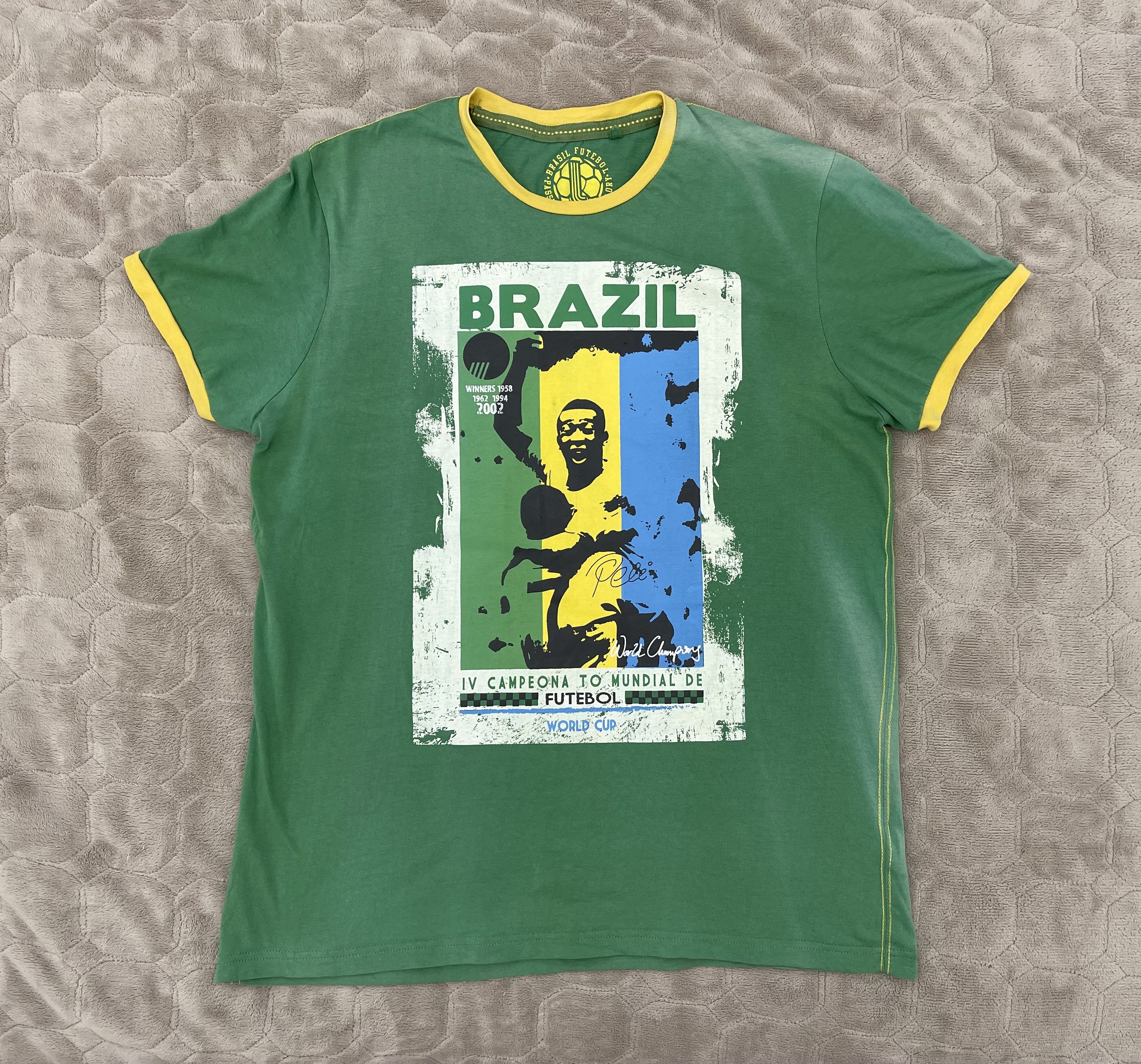 Vintage BRAZIL PELE WORLD CUP 2002 Size US L / EU 52-54 / 3 - 1 Thumbnail