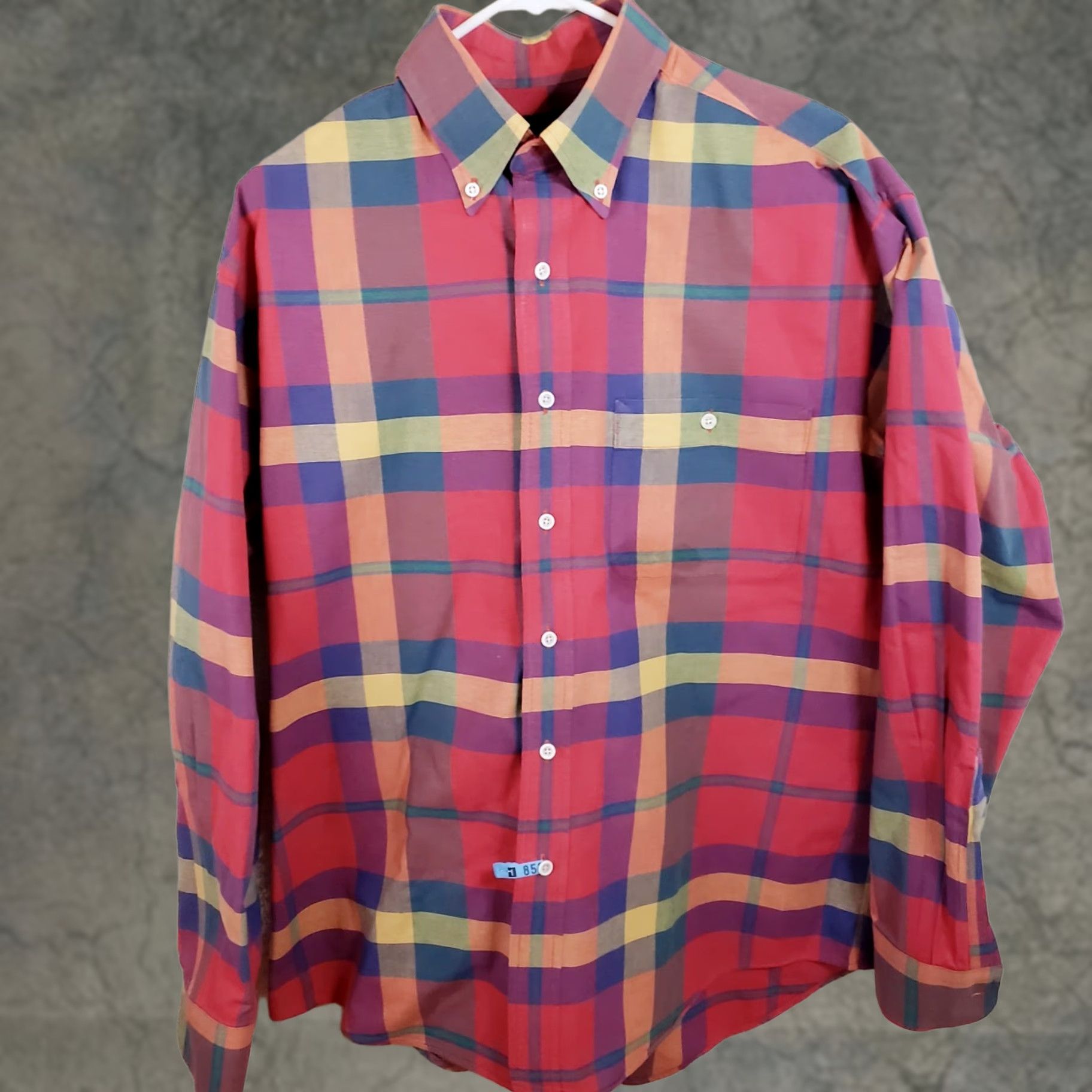 Lands' End Lands' End Men's M Bright Multicolor Plaid Button Down Long Sleeve Cotton Shirt Size US M / EU 48-50 / 2 - 1 Thumbnail