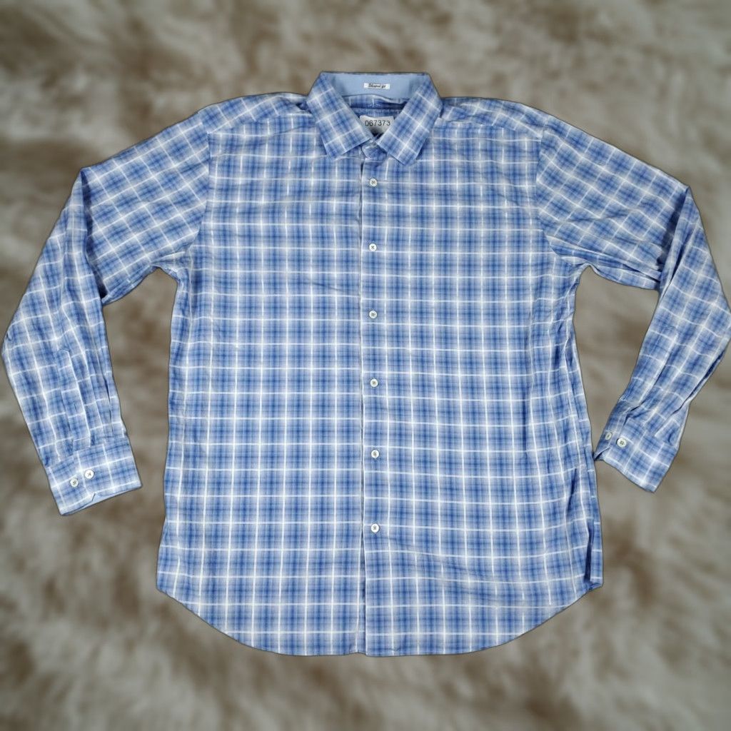 BUGATCHI Bugatchi Uomo Shirt Mens XL Blue Plaid Button-Up Long Sleeve Streetwear, Casual, Formal, Workwear Mens XL Blue Plaid Button-Up Shirt Size US XL / EU 56 / 4 - 1 Thumbnail
