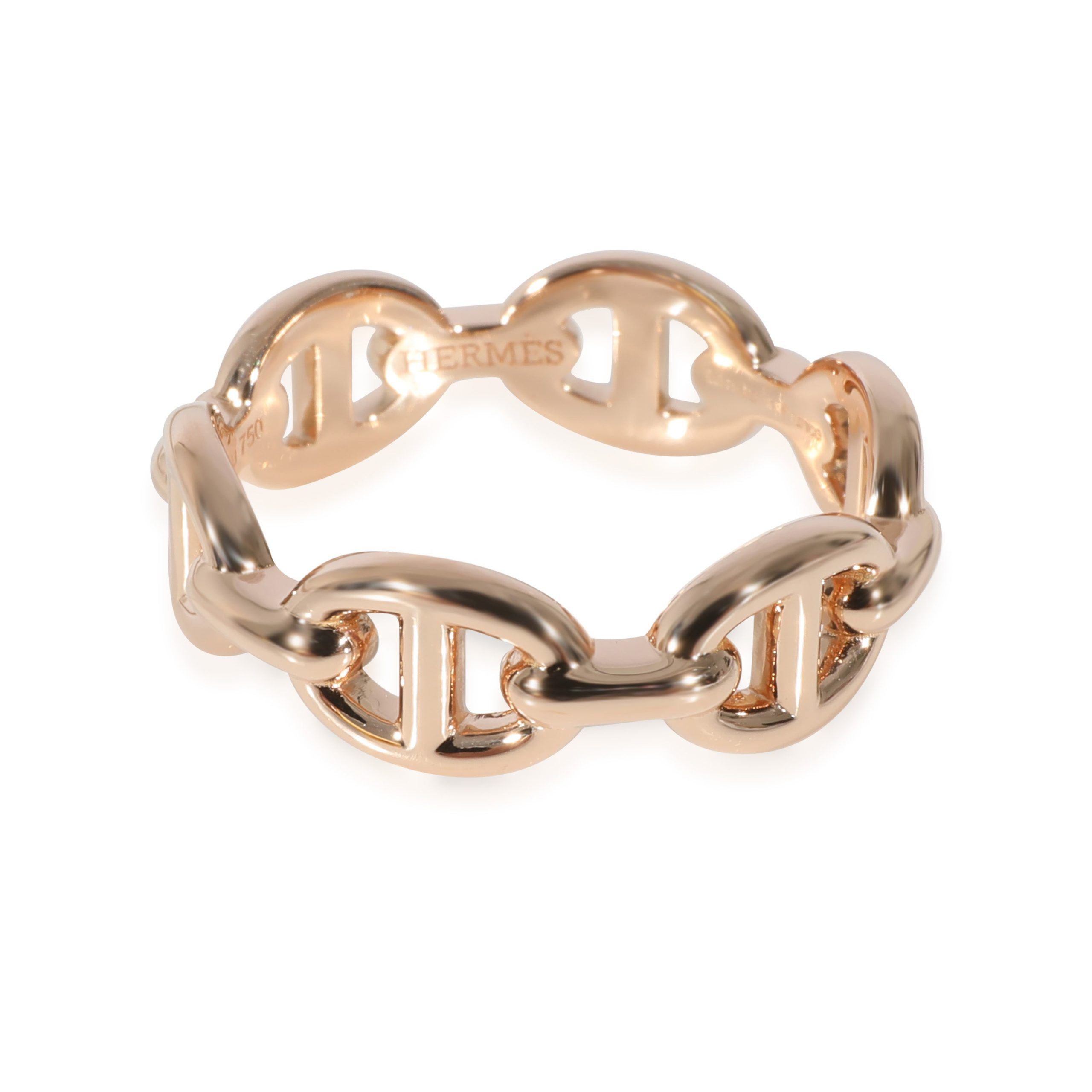 image of Hermes Chaine D' Ancre Enchainee Ring In 18K Rose Gold, Women's
