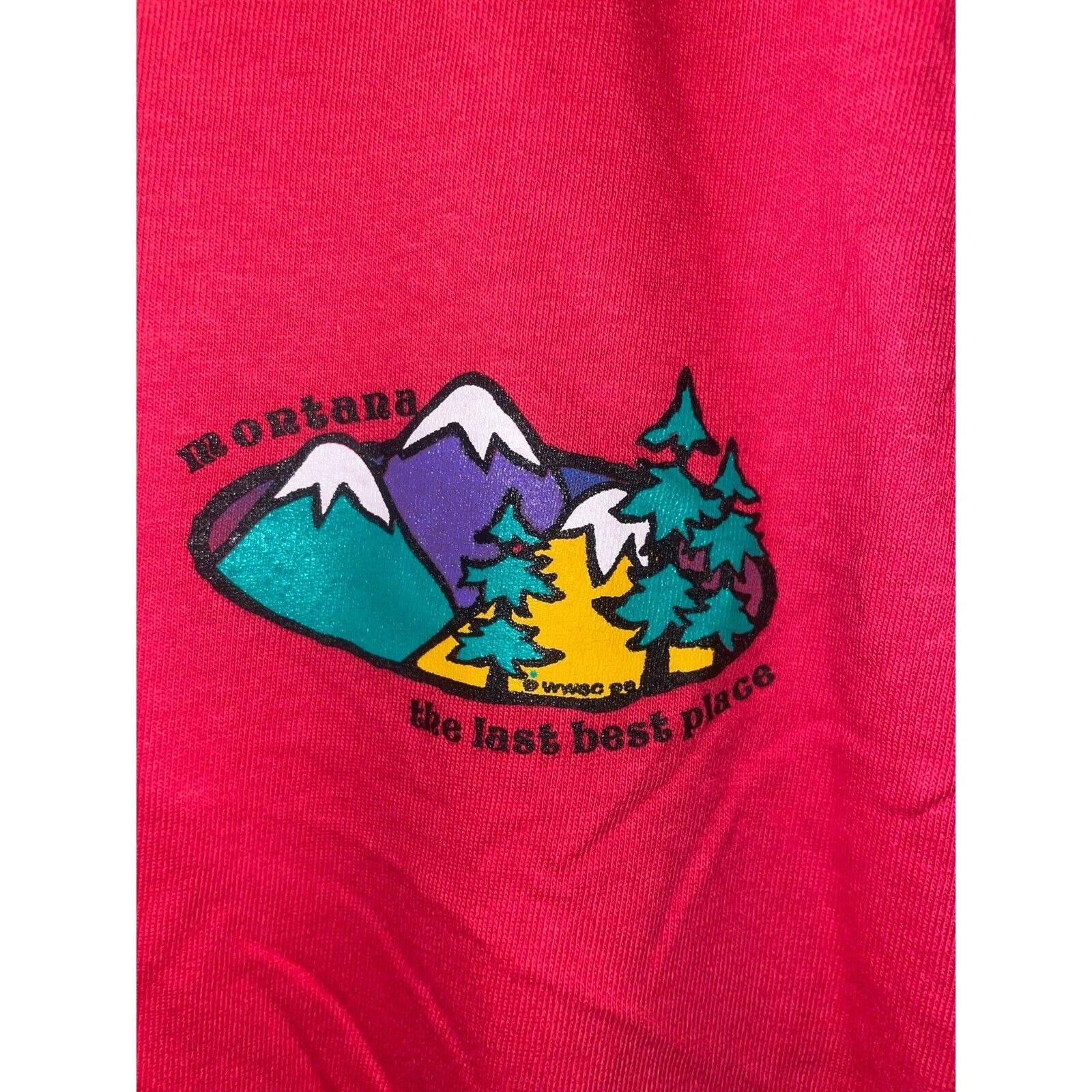 Jerzees Vintage Montana Shirt Last Best Place Red Tee VTG 90s L Size US L / EU 52-54 / 3 - 3 Thumbnail