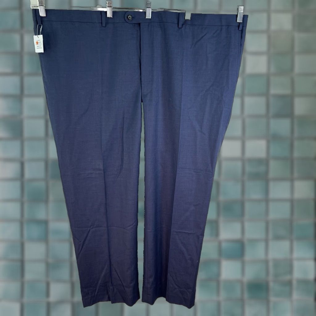 Vintage Indochino Hayle 100% Wool Lined Dress Pant Mens Size 54 X31 Blue Textured Dress Pants Regular Wool Navy/Blue 90s Theme Mens Size US 38 / EU 54 - 1 Thumbnail