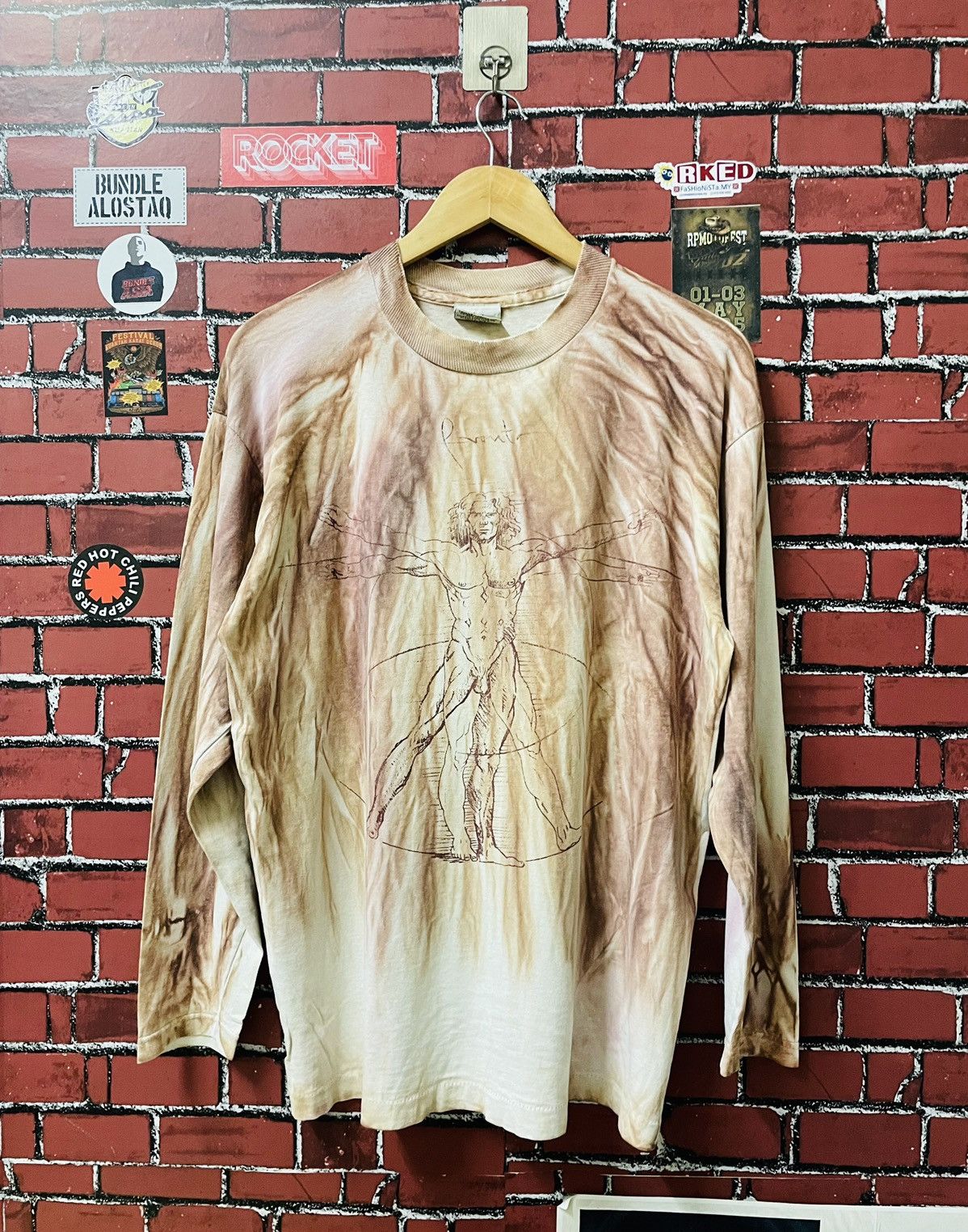 Vintage VINTAGR LEONARDO DA VINCI (VITRUVIAN MAN ) 90s Size US L / EU 52-54 / 3 - 1 Thumbnail