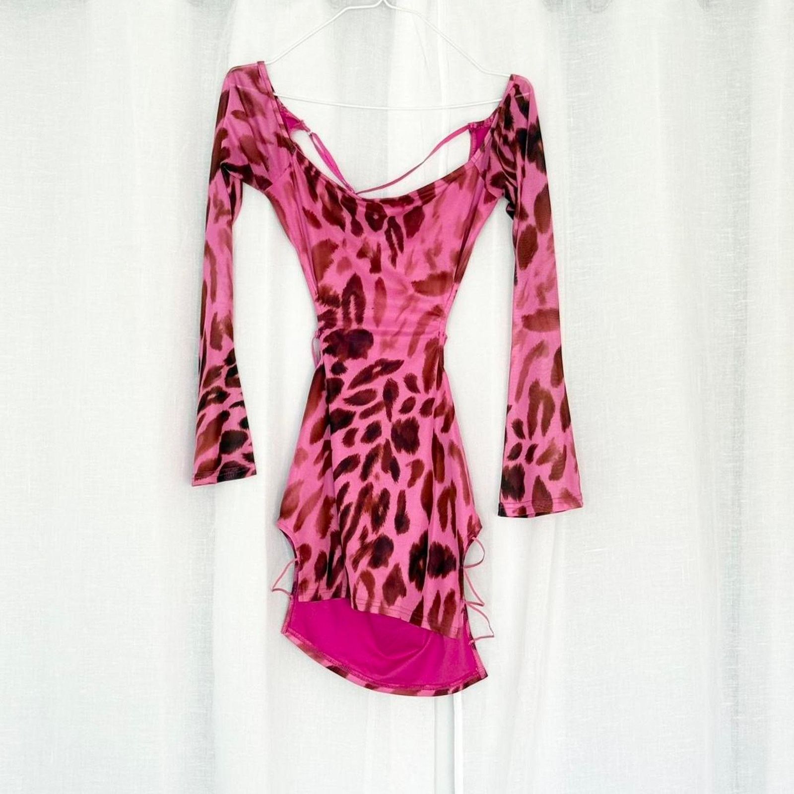 Other Y2K pink leopard mesh cutout mini dress Size M / US 6-8 / IT 42-44 - 1 Thumbnail