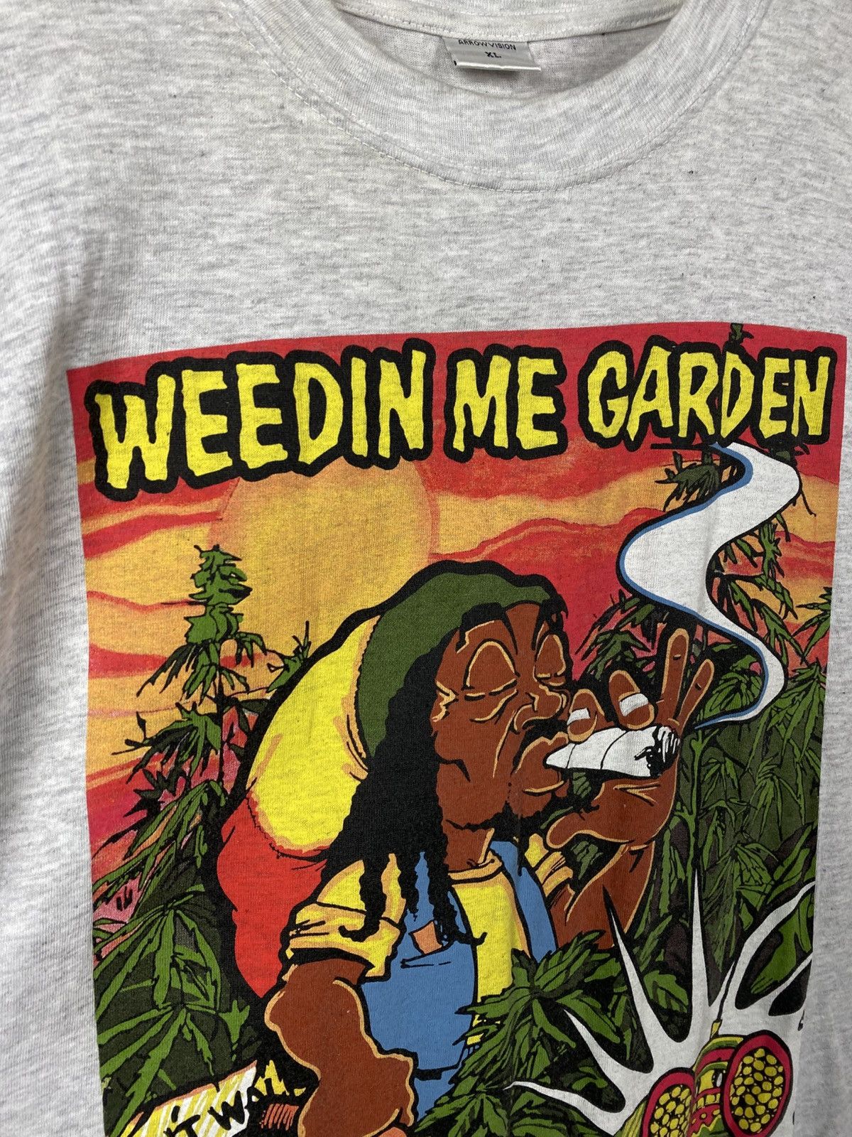 Other 🚭Vintage 90s T-Shirt Weedin Me Garden Bib Marley RastaTee🚭 Size US XL / EU 56 / 4 - 7 Thumbnail