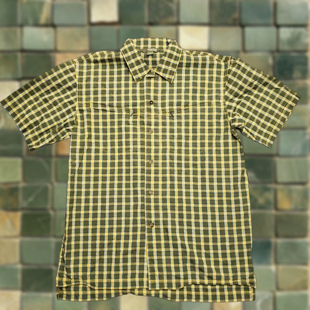 Olive VINTAGE Gander Mountain Shirt Mens M Olive Plaid Short Sleeve Outdoor Travel Casual Size US M / EU 48-50 / 2 - 1 Thumbnail