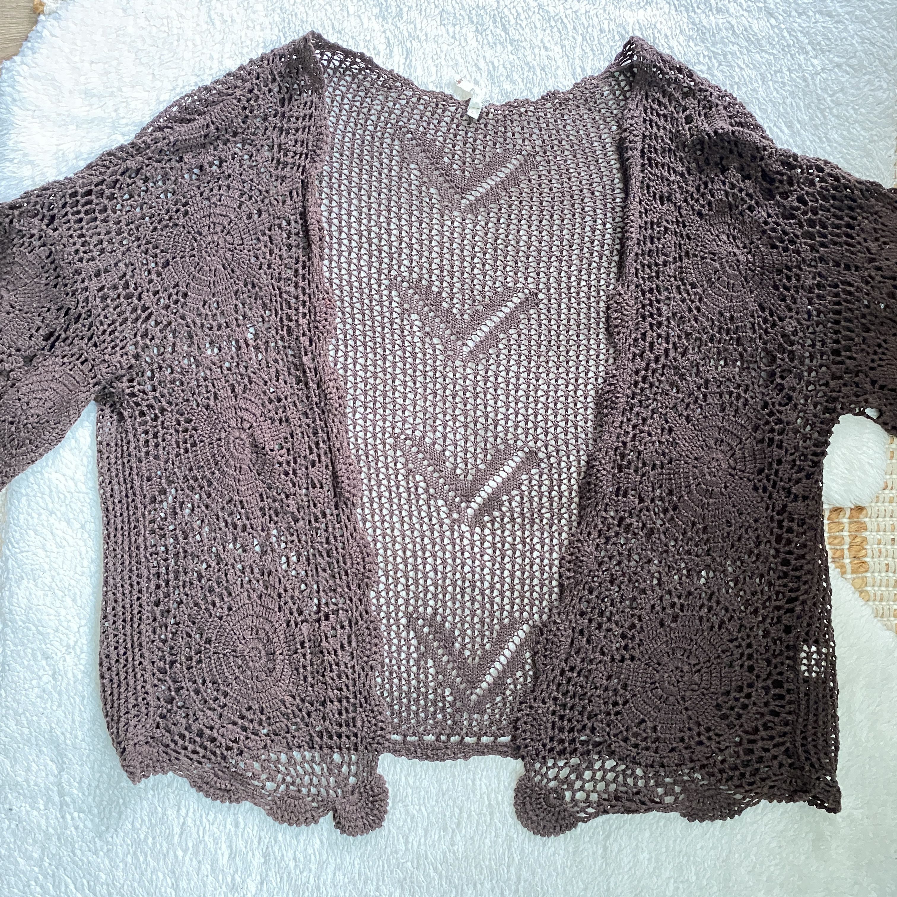 Other Boho Crochet Open Cardigan Sweater – Willow & Clay Size L / US 10 / IT 46 - 10 Thumbnail