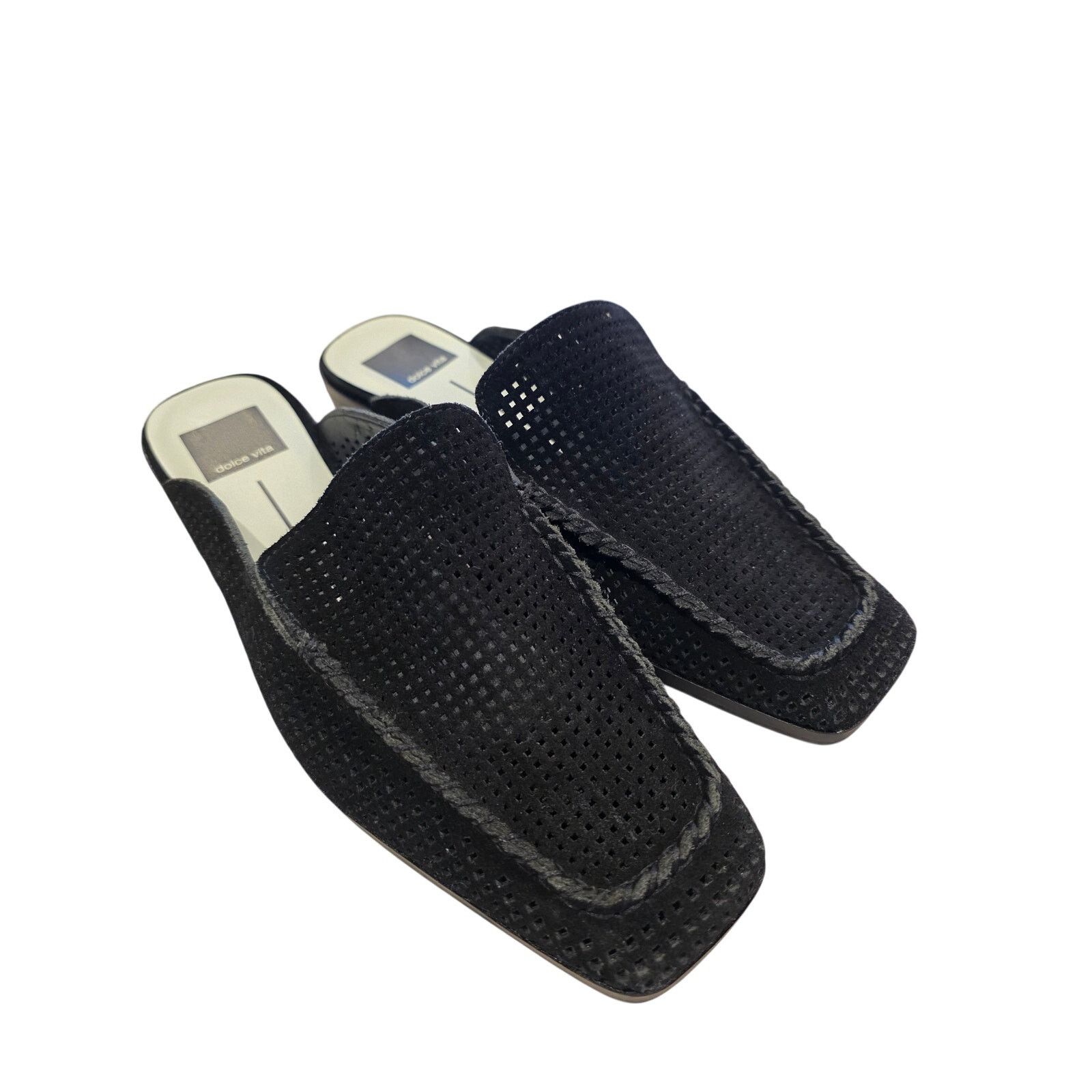 Dolce Vita Dolce Vita Black Suede Perforated Mule Loafers Square Toe Size US 7.5 / IT 37.5 - 4 Thumbnail