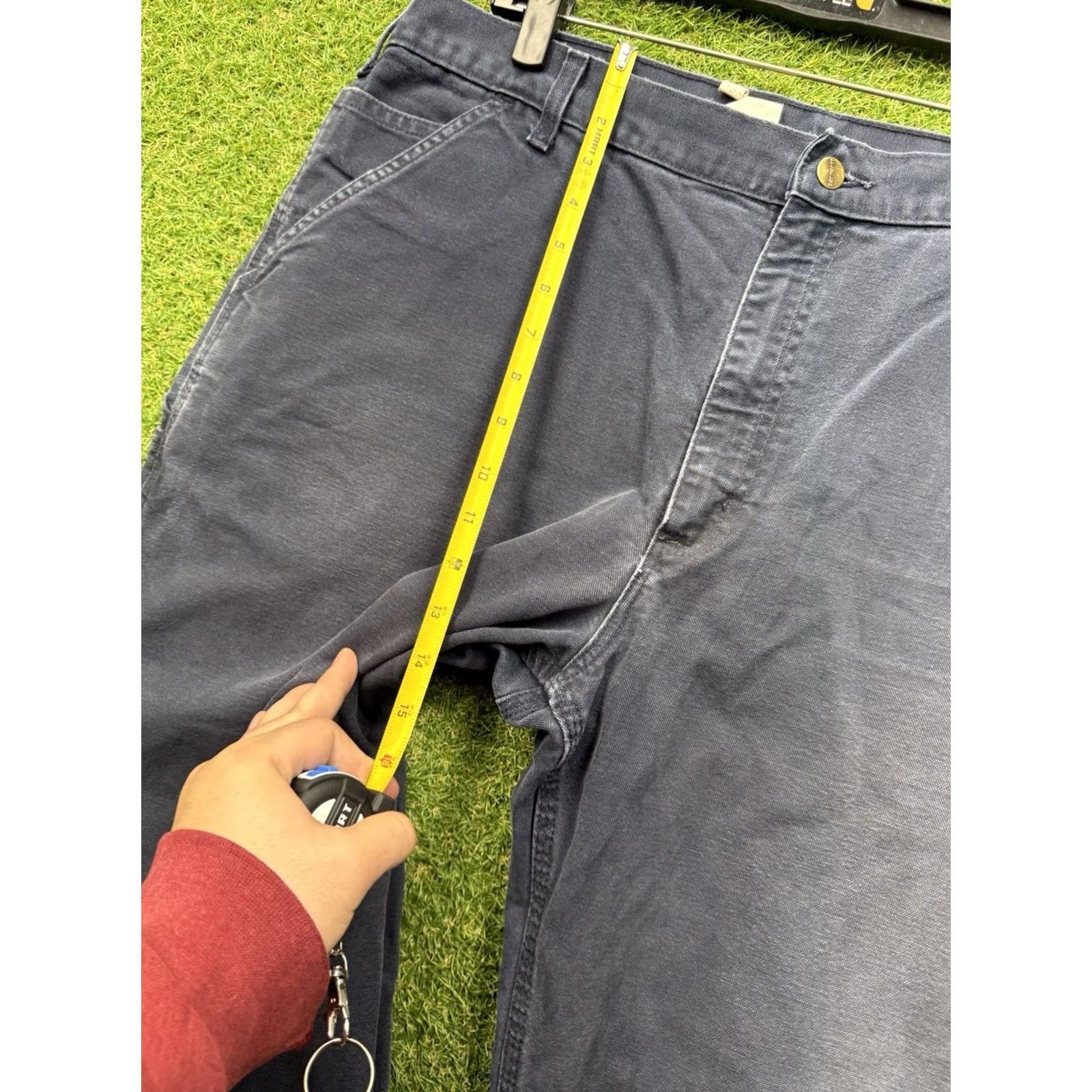 Carhartt VINTAGE Carhartt Carpenter Pants Mens 38x28 Duck Canvas Dungaree Fit Workwear B11 MDT Blue Denim Canvas Jeans Relaxed Regular Boys Mens Size US 38 / EU 54 - 7 Thumbnail