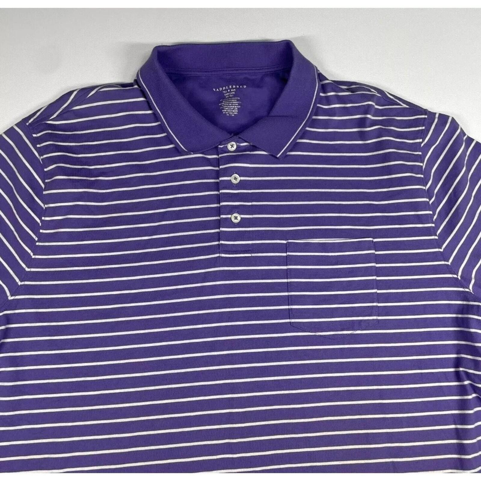 Saddlebred Saddlebred Shirt Men’s 2XLT Tall Purple White Stripe Size US XXL / EU 58 / 5 - 2 Thumbnail