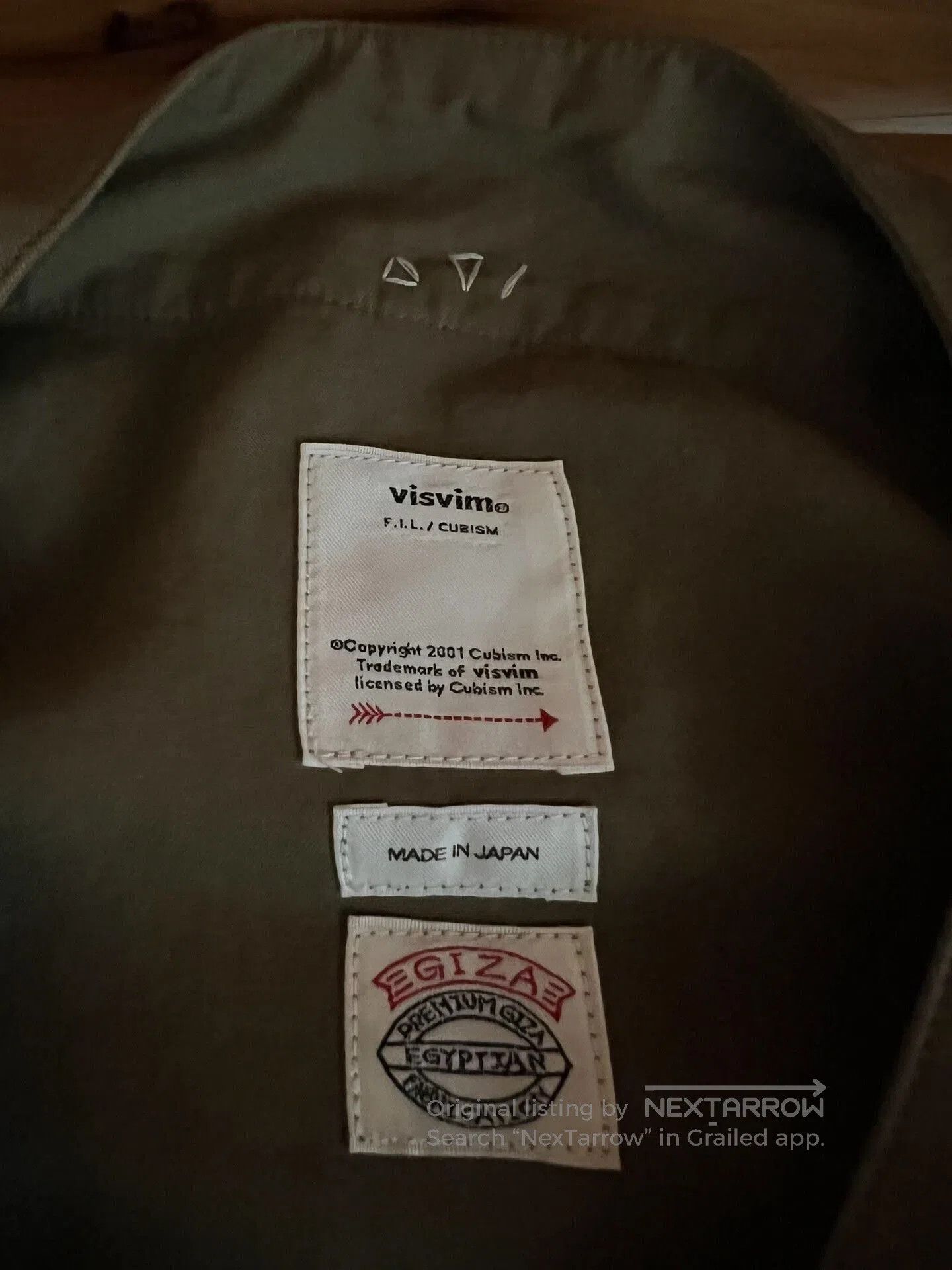 Visvim visvim Giza Cotton Baseball Shirt in Olive Green. Size US M / EU 48-50 / 2 - 8 Thumbnail