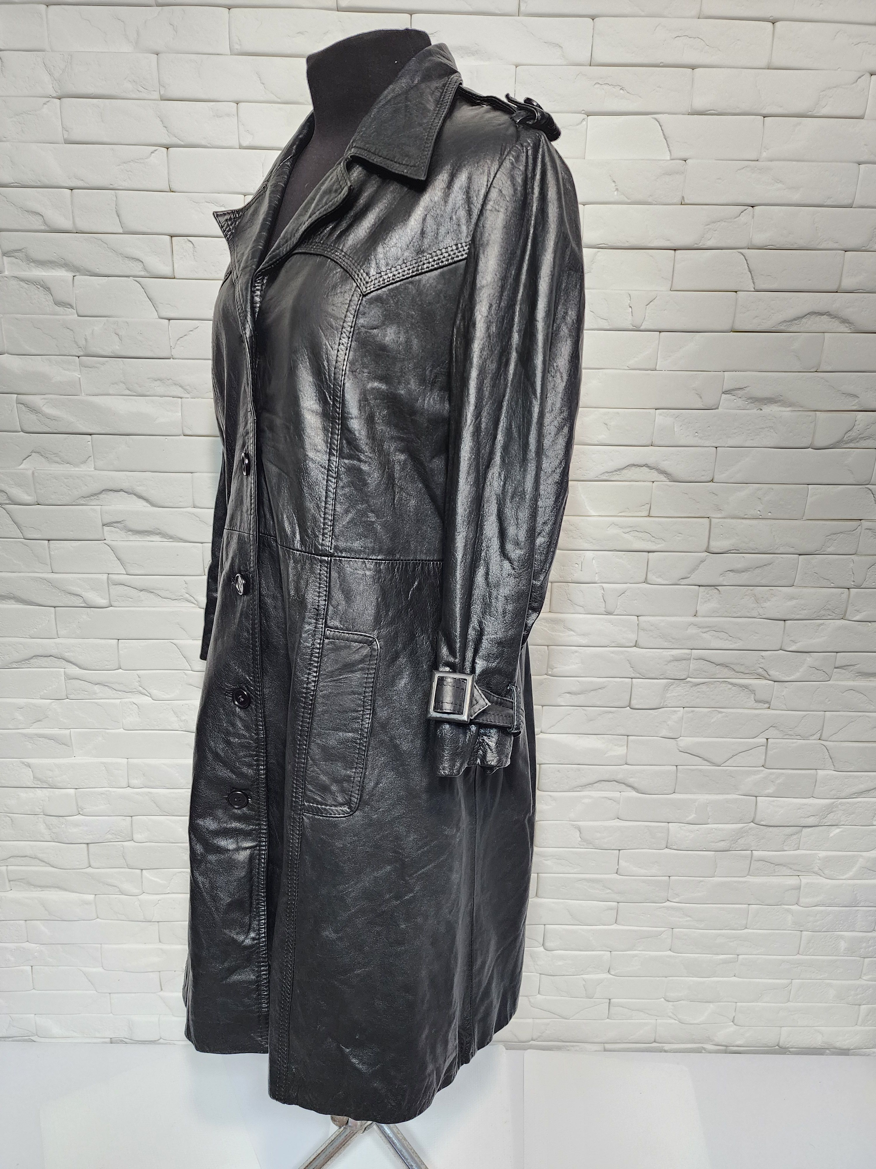 Hugo Boss Black leather long coat for women Size XL / US 12-14 / IT 48-50 - 2 Thumbnail