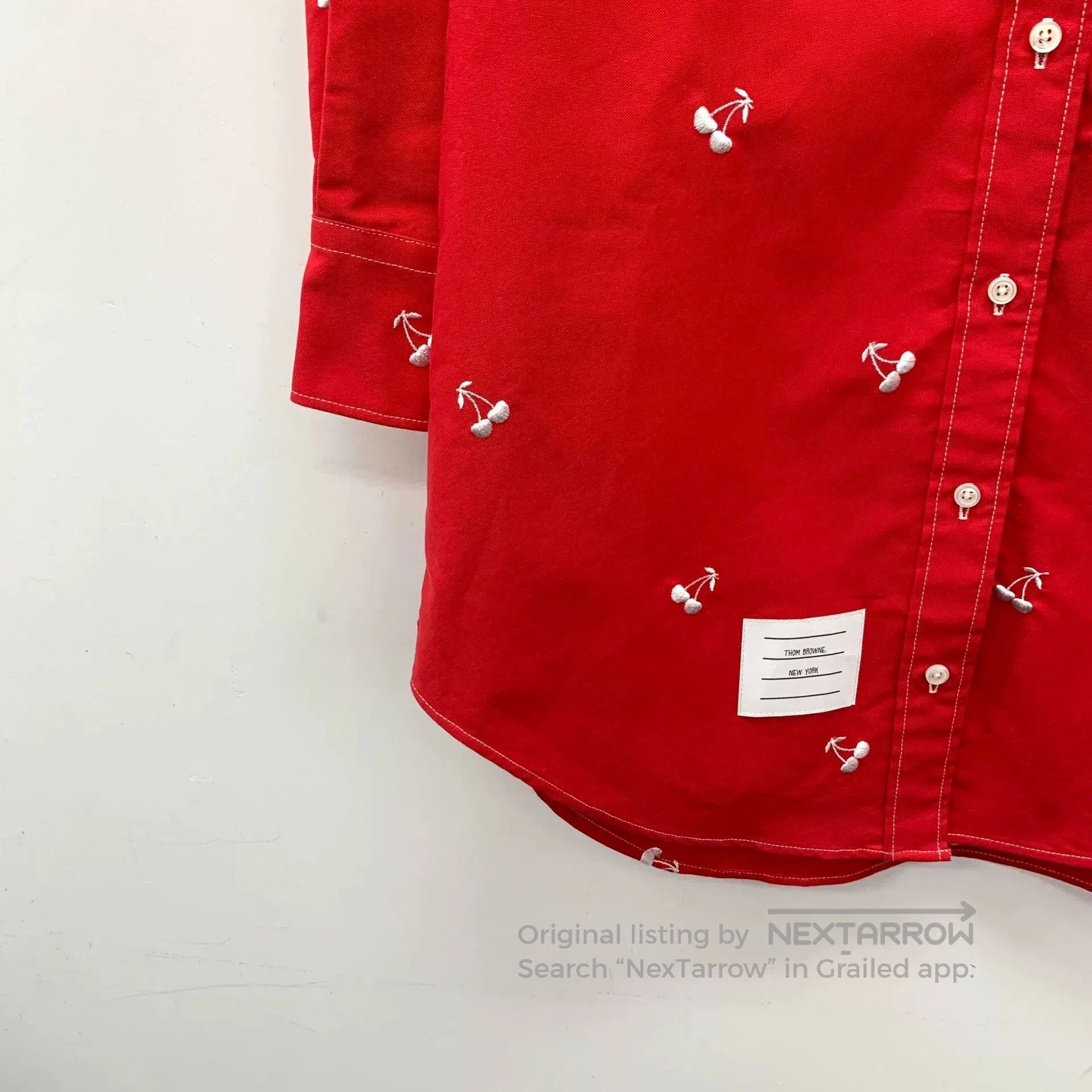 Thom Browne thom browne red cherry embroidered long sleeve shirt. Size US S / EU 44-46 / 1 - 5 Thumbnail