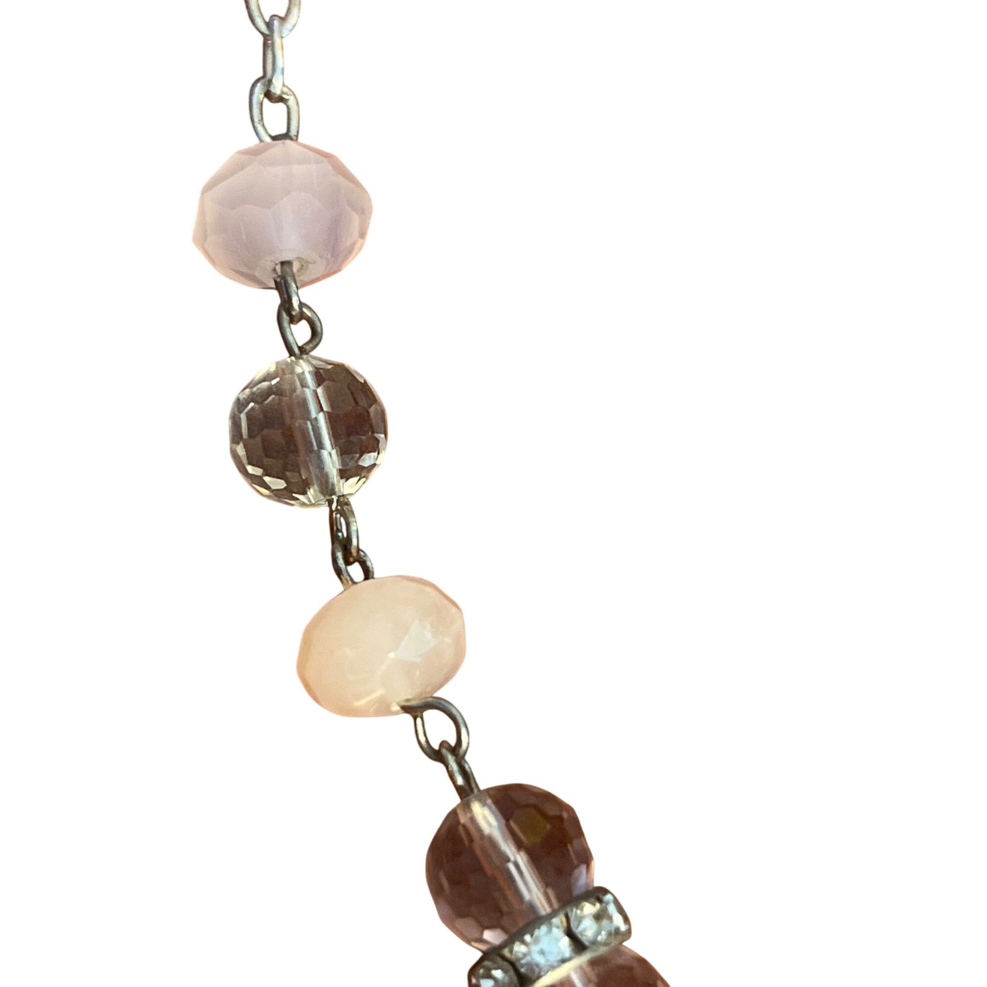 Liz Claiborne Vintage Liz Claiborne Silver Tone Y Necklace Pink Glass Acry Size ONE SIZE - 3 Thumbnail