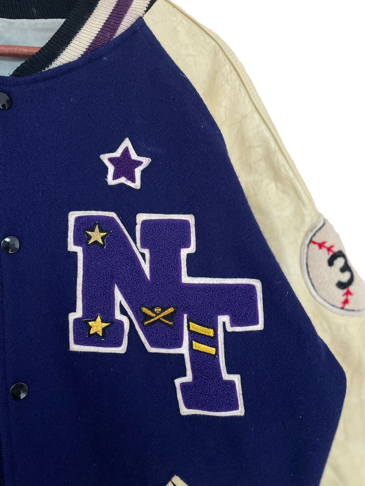 Vintage Vintage Baseball Team Narrow Champ Wool Leather Jacket 1990s Size US L / EU 52-54 / 3 - 11 Thumbnail