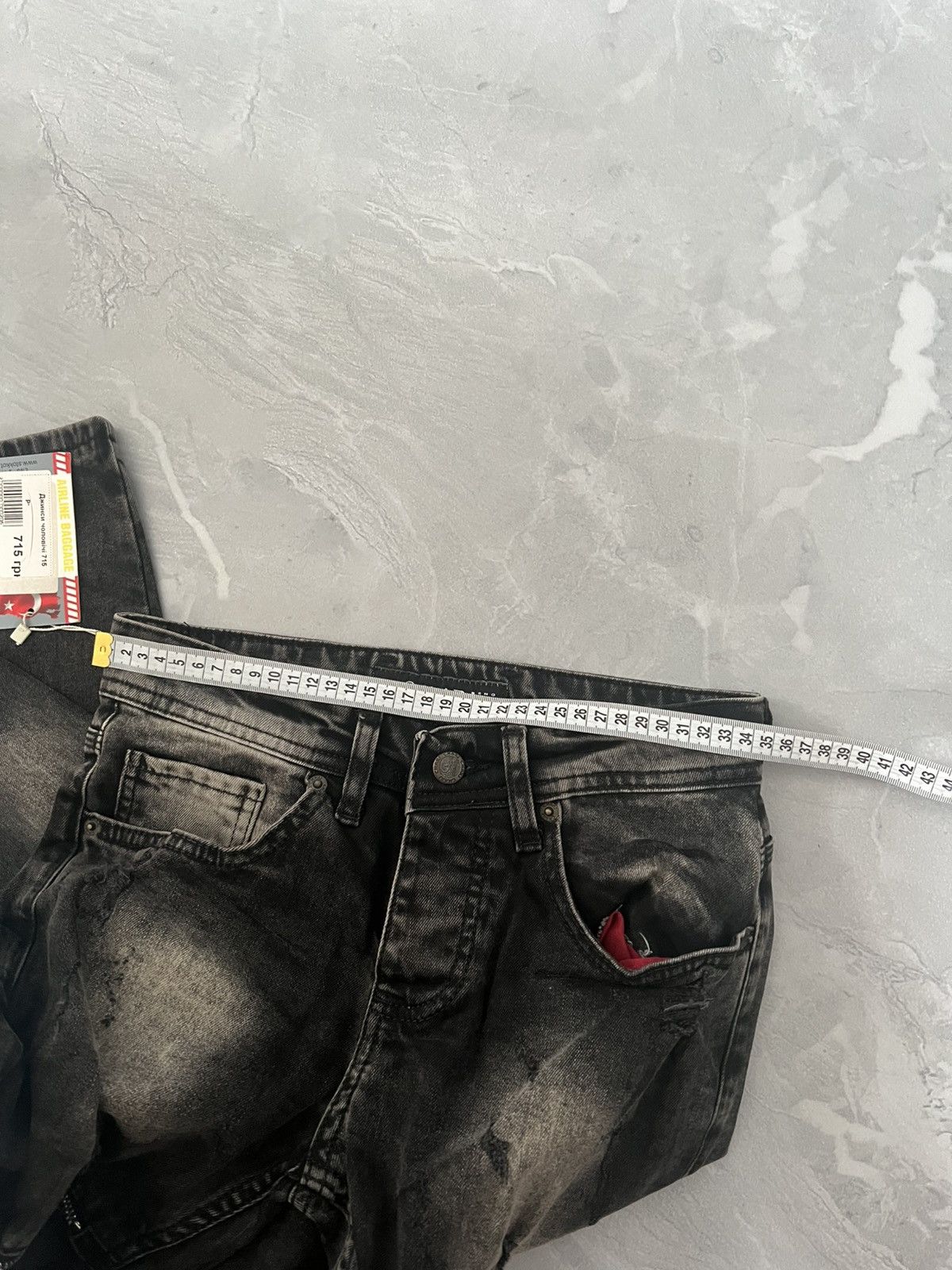 Japanese Brand Skinny Distressed Dark Avan Garde / Number Nine Style Swag Size US 28 / EU 44 - 7 Thumbnail