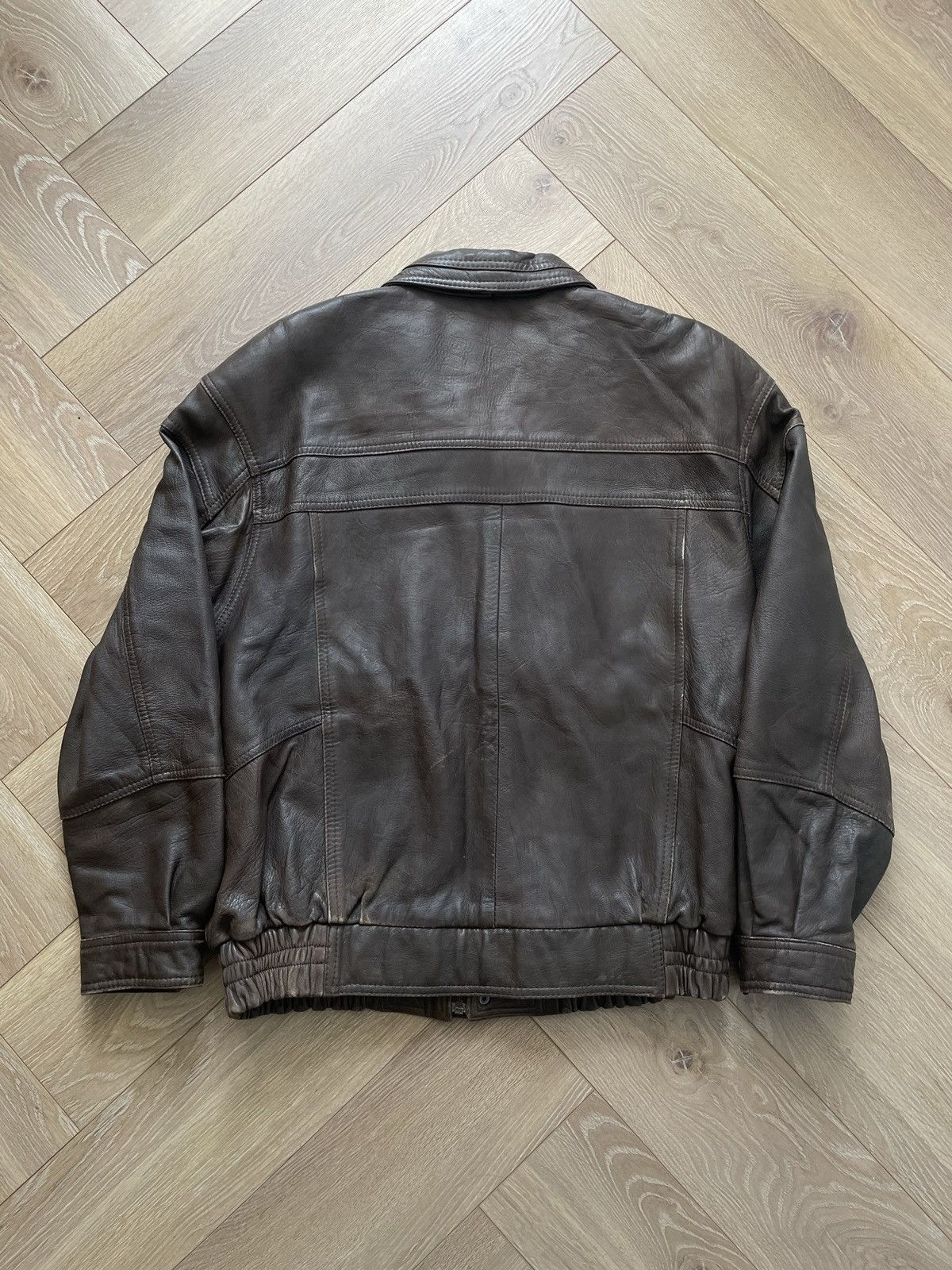 Vintage Washed Brown Retro 90s Genuine Real Leater Bomber Punk Rock Size US XL / EU 56 / 4 - 5 Thumbnail