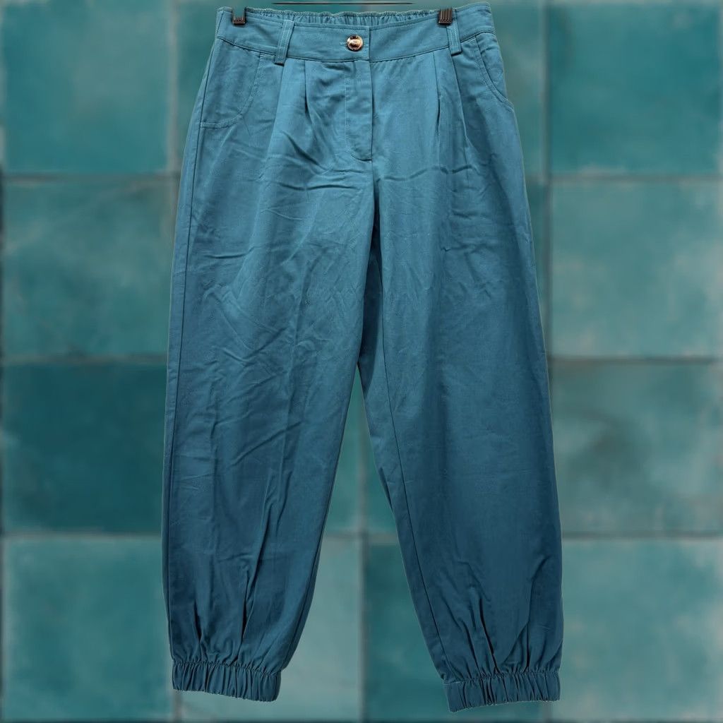 Vintage Halara Jogger Pants Womens Small Green Twill Pleated Elastic Waist Cuff NWT Pants Size 28" / US 6 / IT 42 - 1 Thumbnail