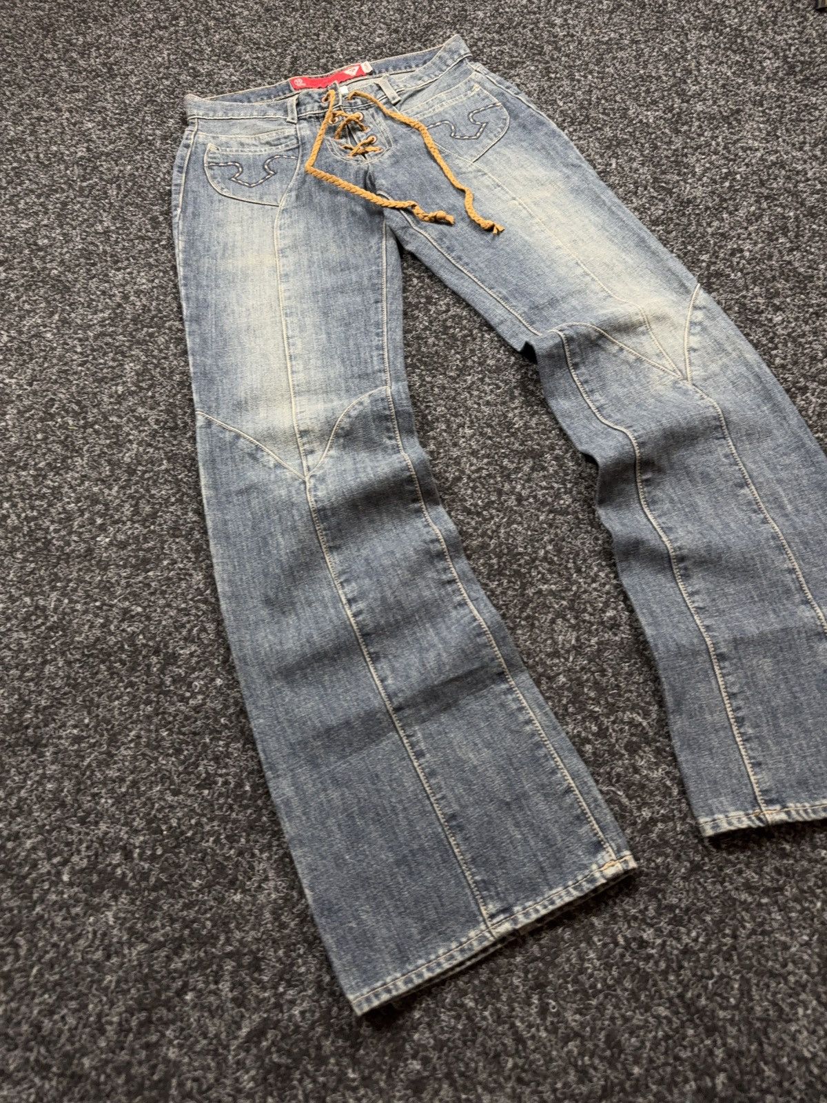 Guess Archive Y2K Guess Western USA Retro 00s Lace Up Denim Jeans Size 28" / US 6 / IT 42 - 2 Thumbnail