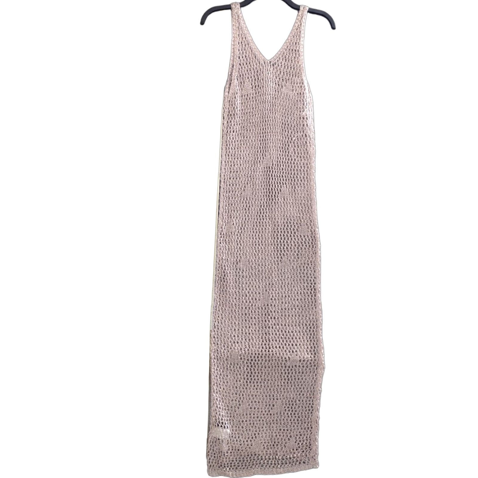 Pinko Codigo Crochet Long Knit Dress Color Light Pink Size M Size M / US 6-8 / IT 42-44 - 1 Thumbnail