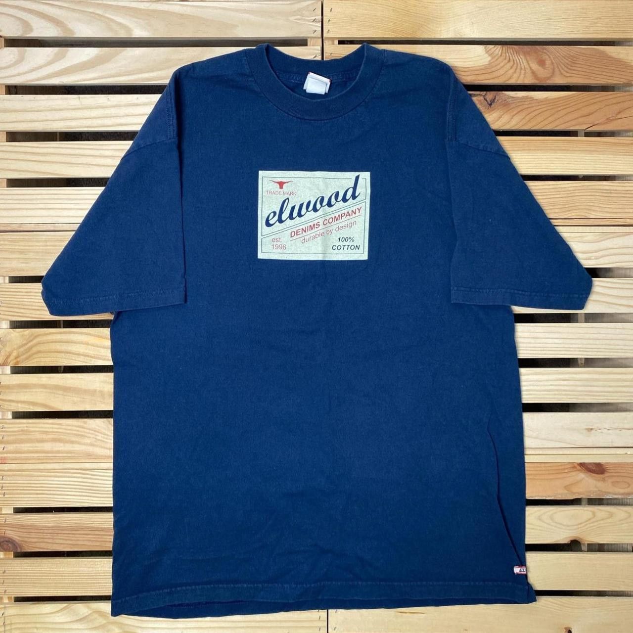 Elwood Vintage Elwood Denim Co. Box Logo Navy Blue Tee Size XL Size US XL / EU 56 / 4 - 1 Thumbnail