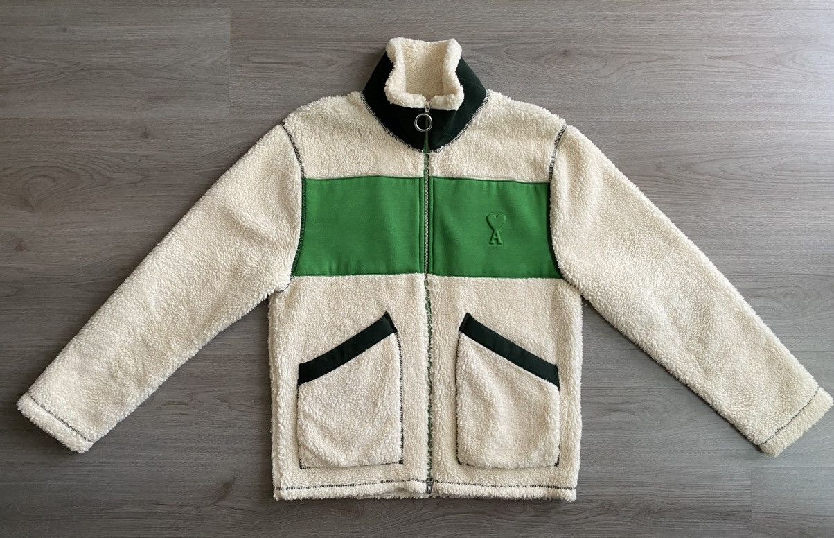 image of Ami De Cœur Zipped Jacket in White, Men's (Size Medium)