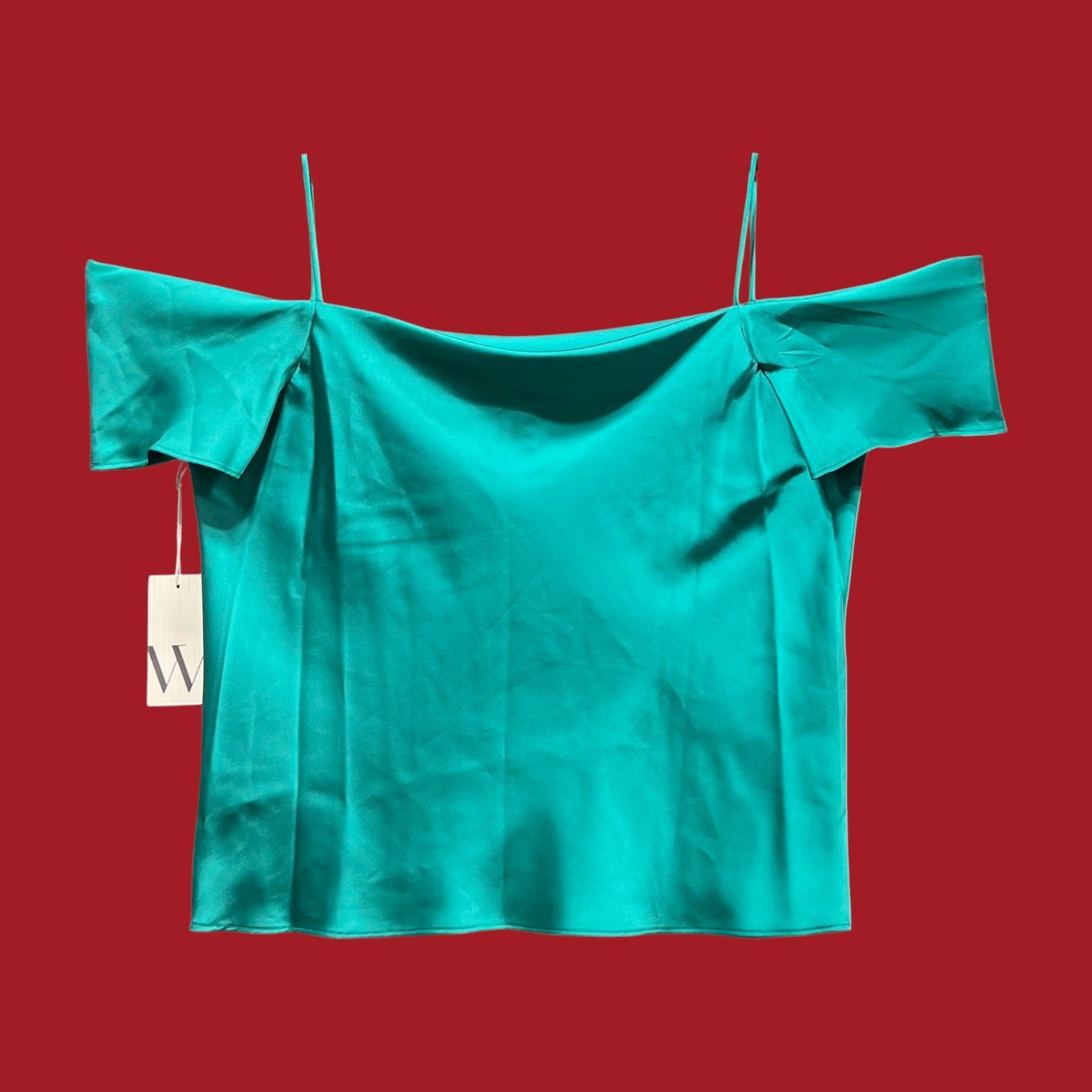 Worthington Worthington - Women's Square Neck Short Sleeve - Satin Blous Size XL / US 12-14 / IT 48-50 - 4 Thumbnail