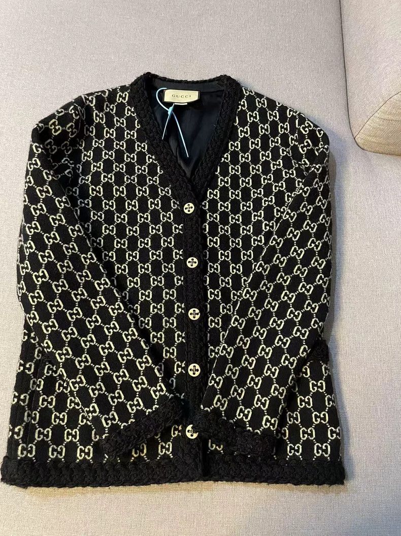 Gucci Gucci Black GG full print logo wool cardigan jacket 2501-Ne Size US XS / EU 42 / 0 - 3 Thumbnail