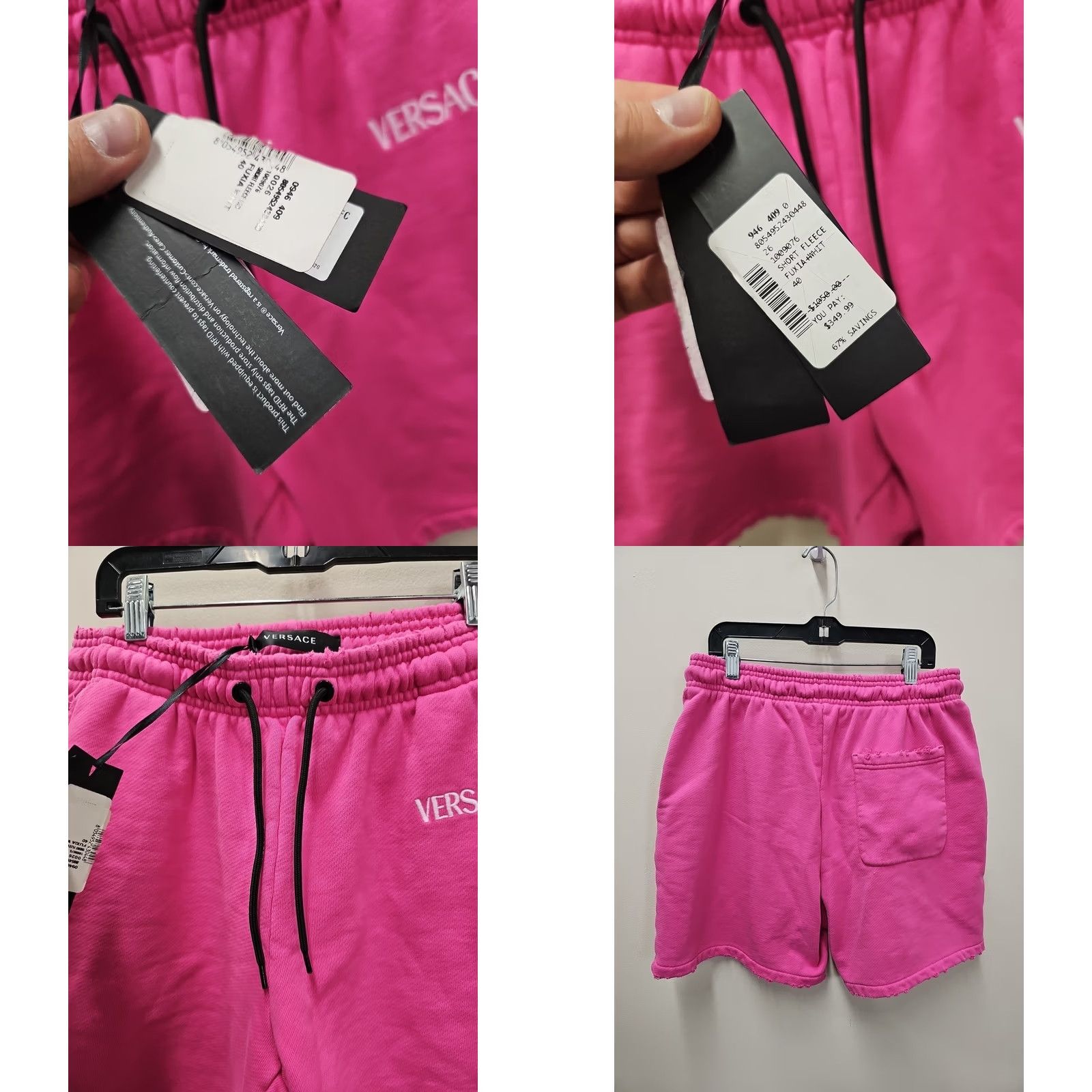 Versace VINTAGE Versace Sweat Shorts Mens Distressed Fuxia Fleece Drawstring Pockets Logo 40 Mens Size US 40 / EU 56 - 8 Thumbnail