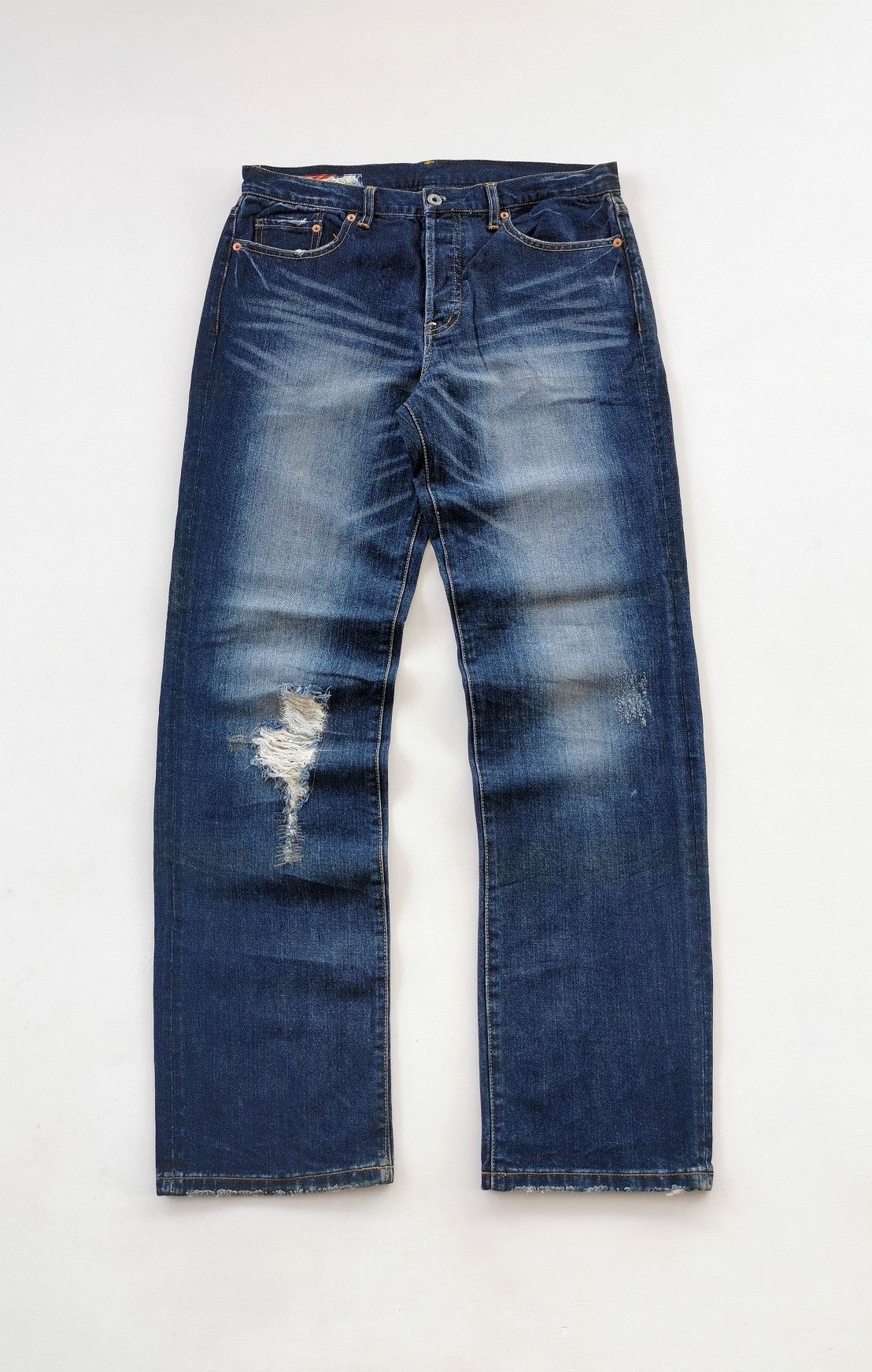 Kapital Rock Wood Japan Koi Reworked Distressed Denim Jeans Size US 34 / EU 50 - 2 Thumbnail