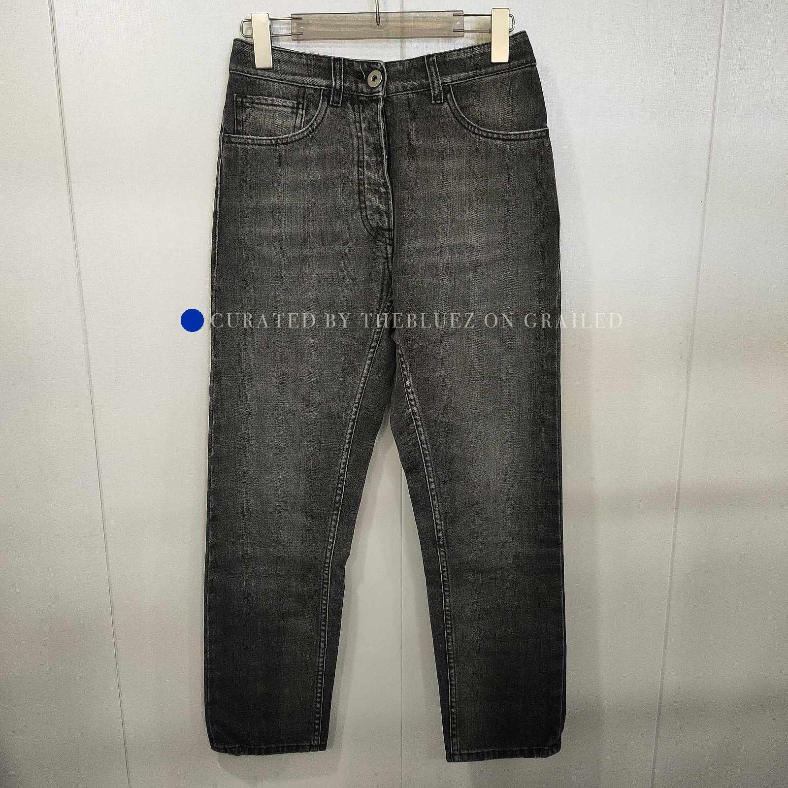 Prada Logo Patch Straight Leg Jeans - Gray Size US 26 / EU 42 - 1 Thumbnail