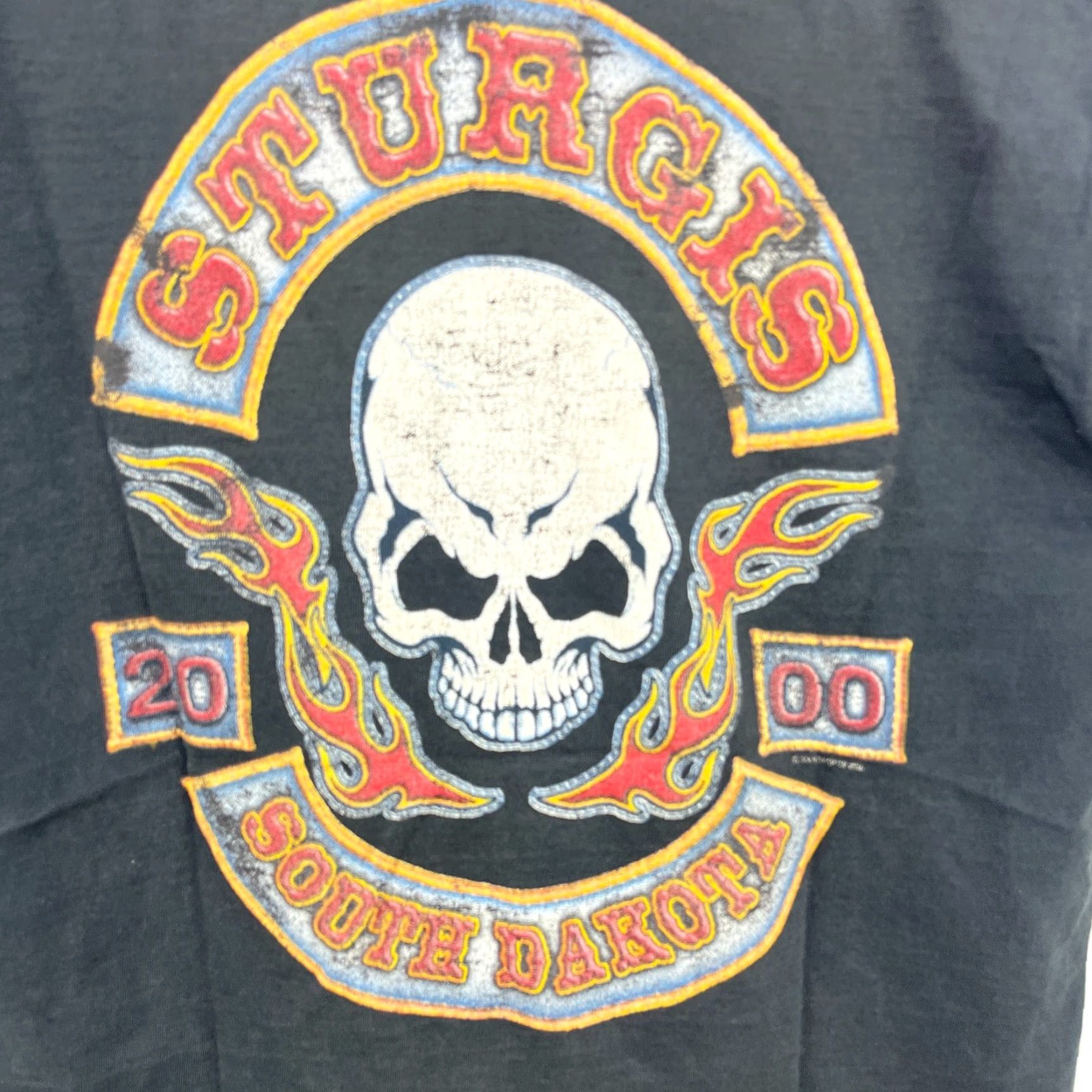 Vintage VINTAGE Sturgis Shirt Men L Black 2000 Sun Faded Biker Skull Flames T Shirt Harley Size US L / EU 52-54 / 3 - 3 Thumbnail