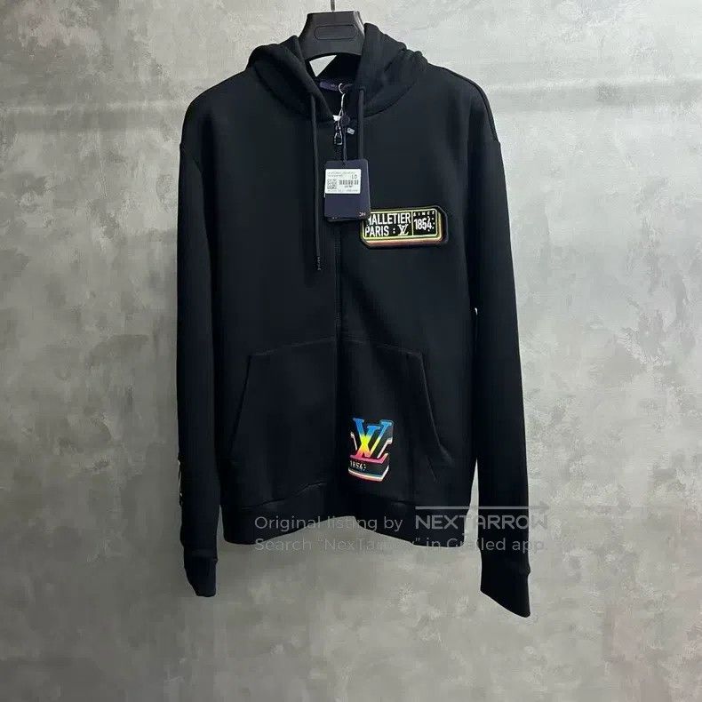 Louis Vuitton Louis Vuitton Black graphic zip-up hooded long sleeve swea Size US XS / EU 42 / 0 - 1 Thumbnail
