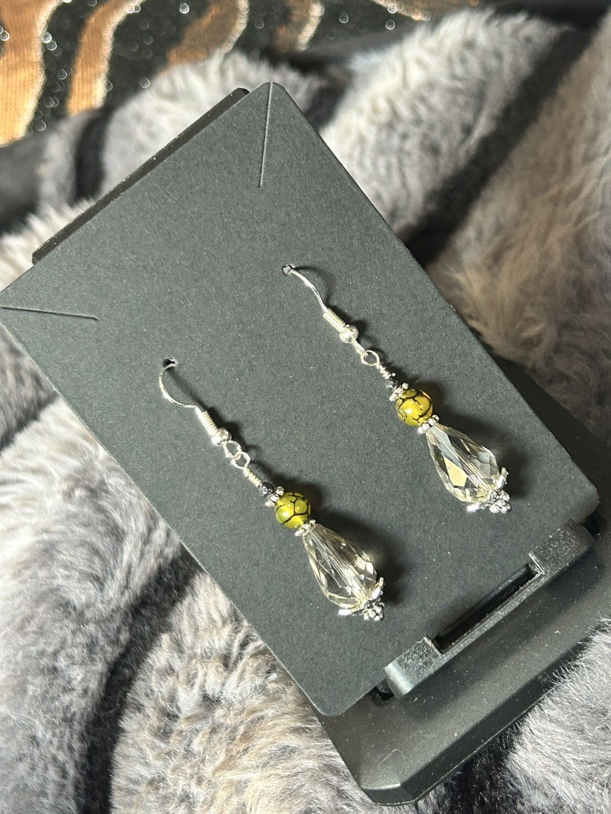 Handmade Handcrafted raindrop faceted rutilated quartz earrings Size ONE SIZE - 1 Thumbnail
